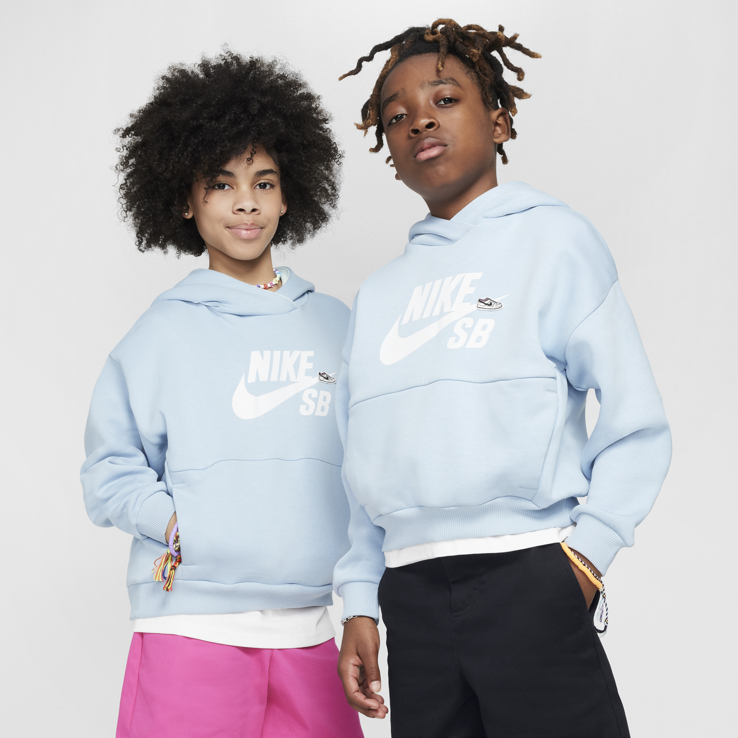 Shop Nike Sb Icon Fleece Easyon Big Kids' Oversized Pullover Hoodie In Blue