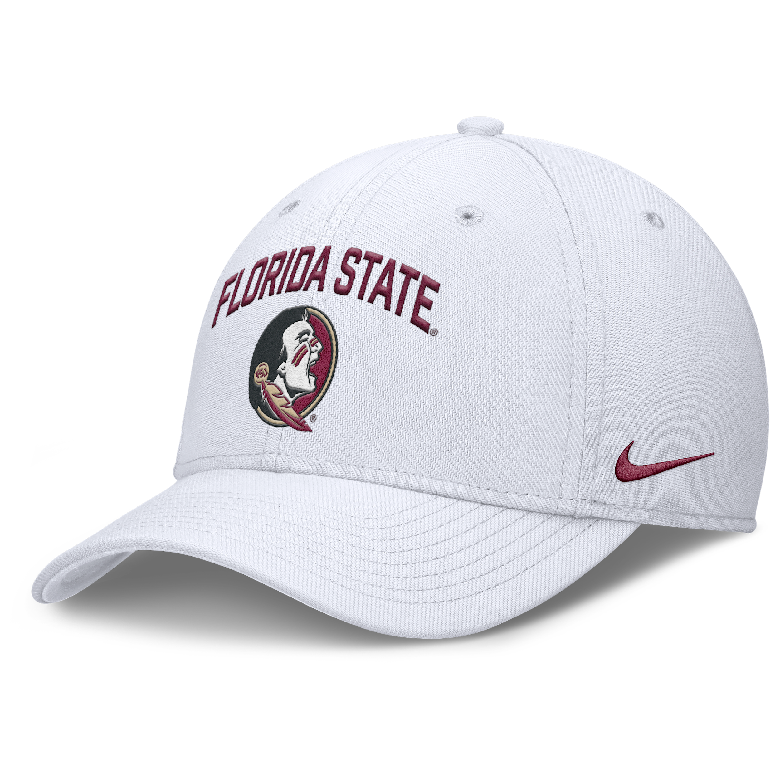 Nike Florida State On-field Rise Swoosh  Men's Dri-fit College Hat In White