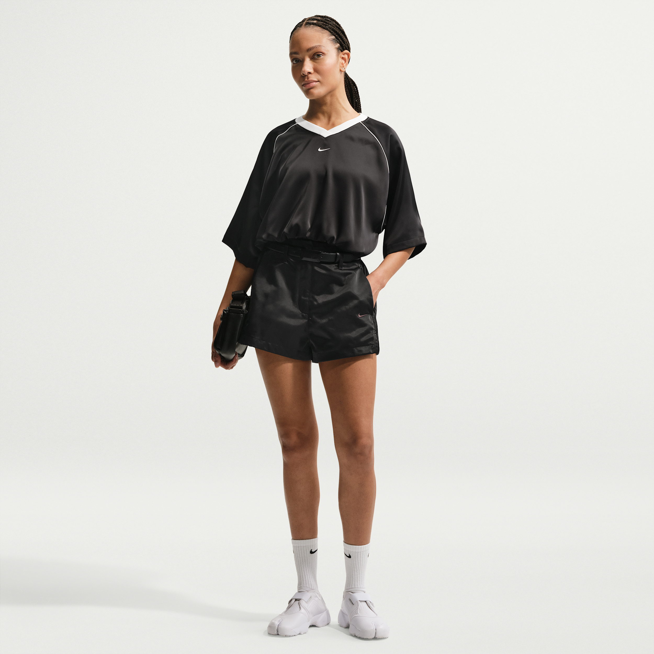 Women's Nike Sportswear High-Waisted Satin Hot Shorts in Black | IF0565-010