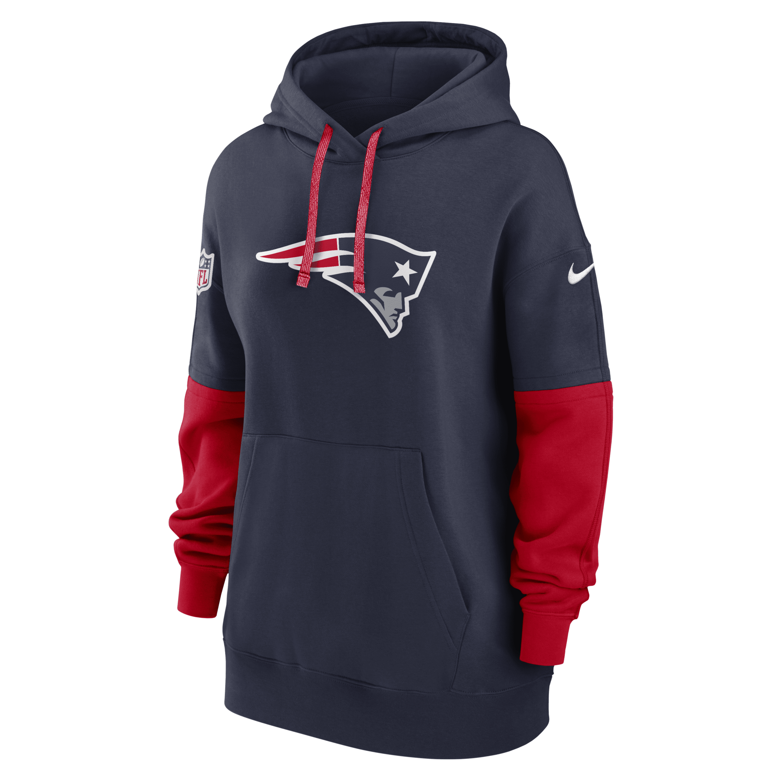 Nike Navy New England Patriots 2024 Sideline Essential Fleece Pullover Hoodie In Blue