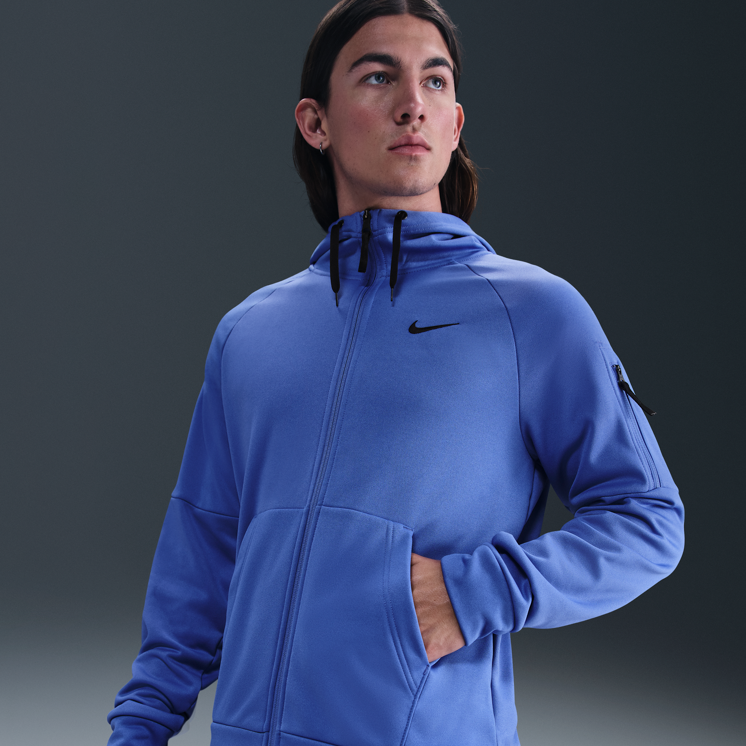 Men's Nike Therma Therma-FIT Full-Zip Fitness Top in Blue | DQ4830-411