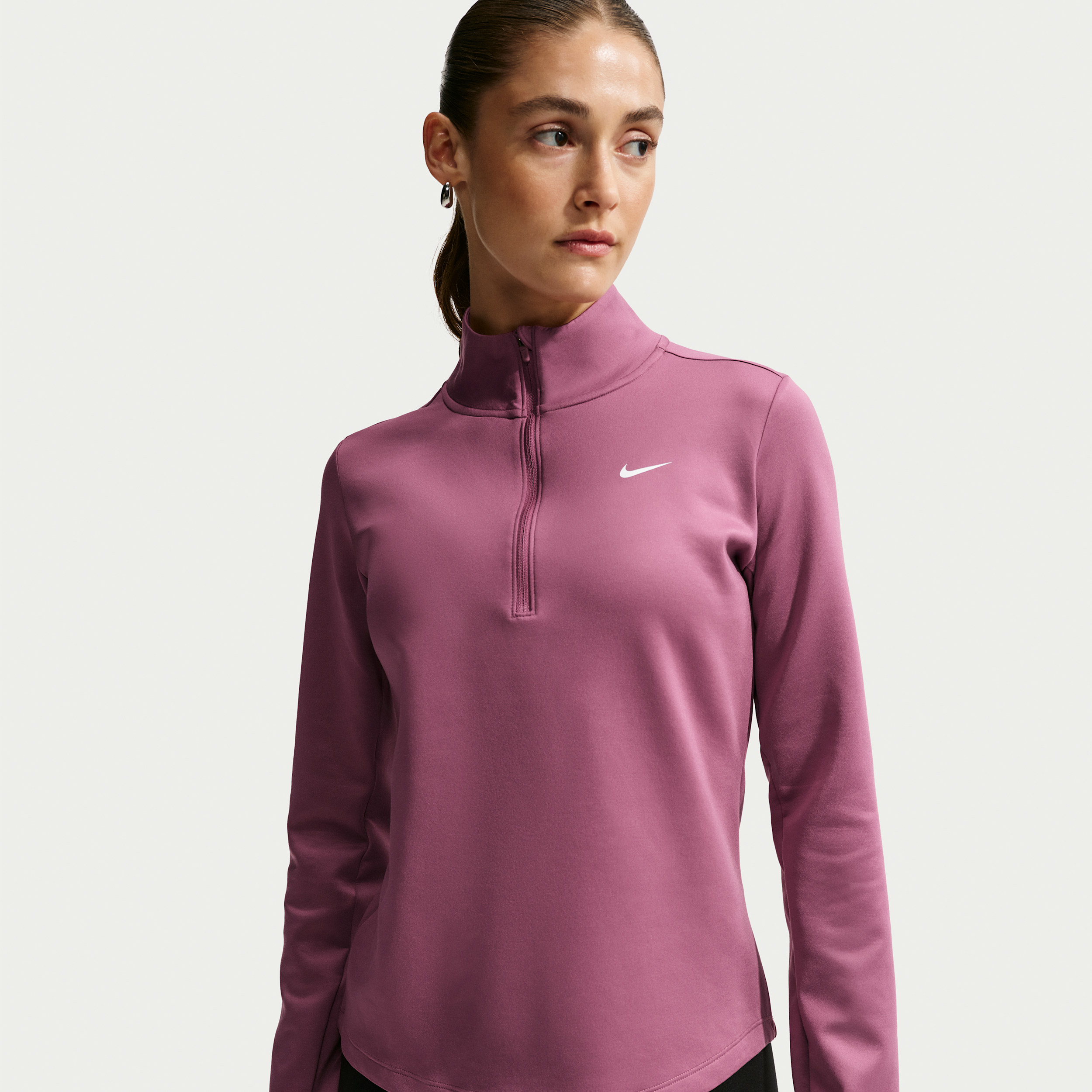 Nike Women's One Therma-FIT 1/2-Zip Mid Layer in Red | HV3688-654