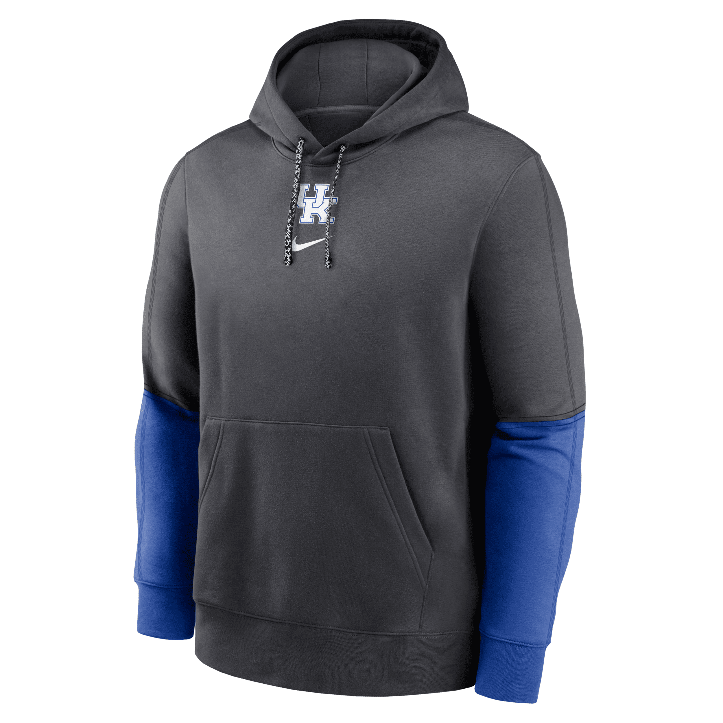 Nike Men's Anthracite/royal Kentucky Wildcats 2024 Sideline Club Pullover Hoodie In Grey