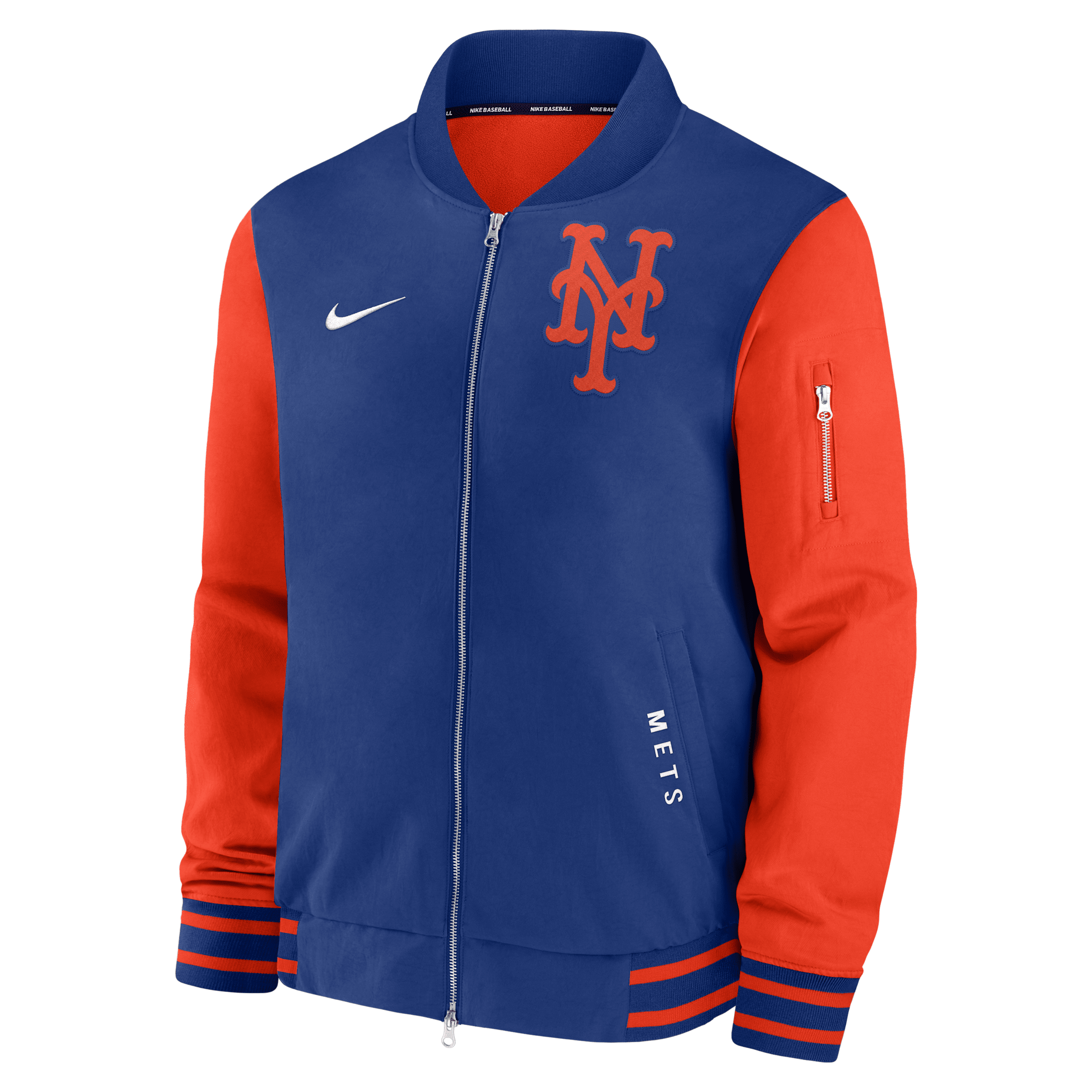 Nike New York Mets Authentic Collection Dugout Men's Mlb Full-zip Bomber Jacket In Blue