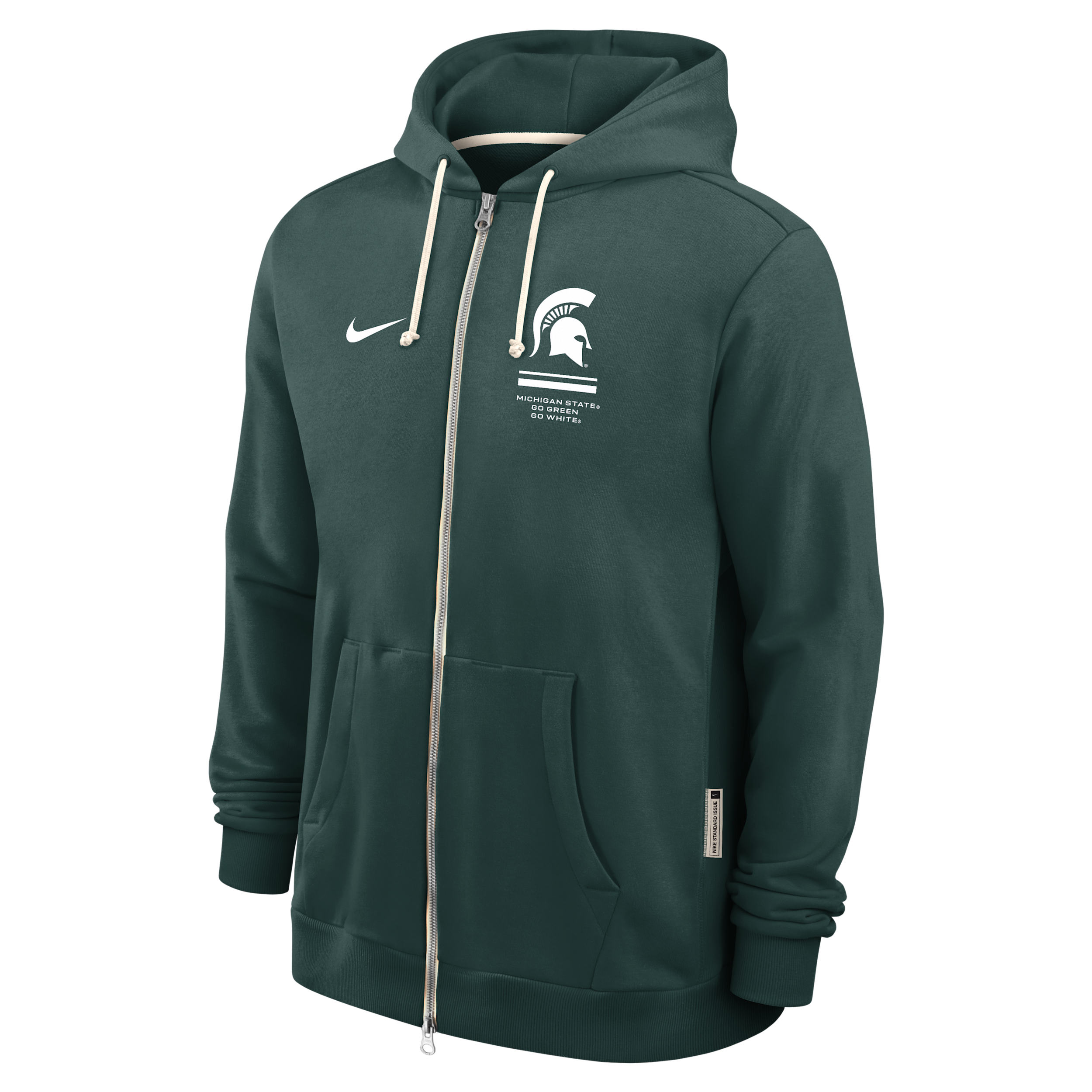 Michigan State Sideline Standard Issue Nike Men's Dri-FIT College Full-Zip Hoodie in Green | 03AV3EYMST-1FA