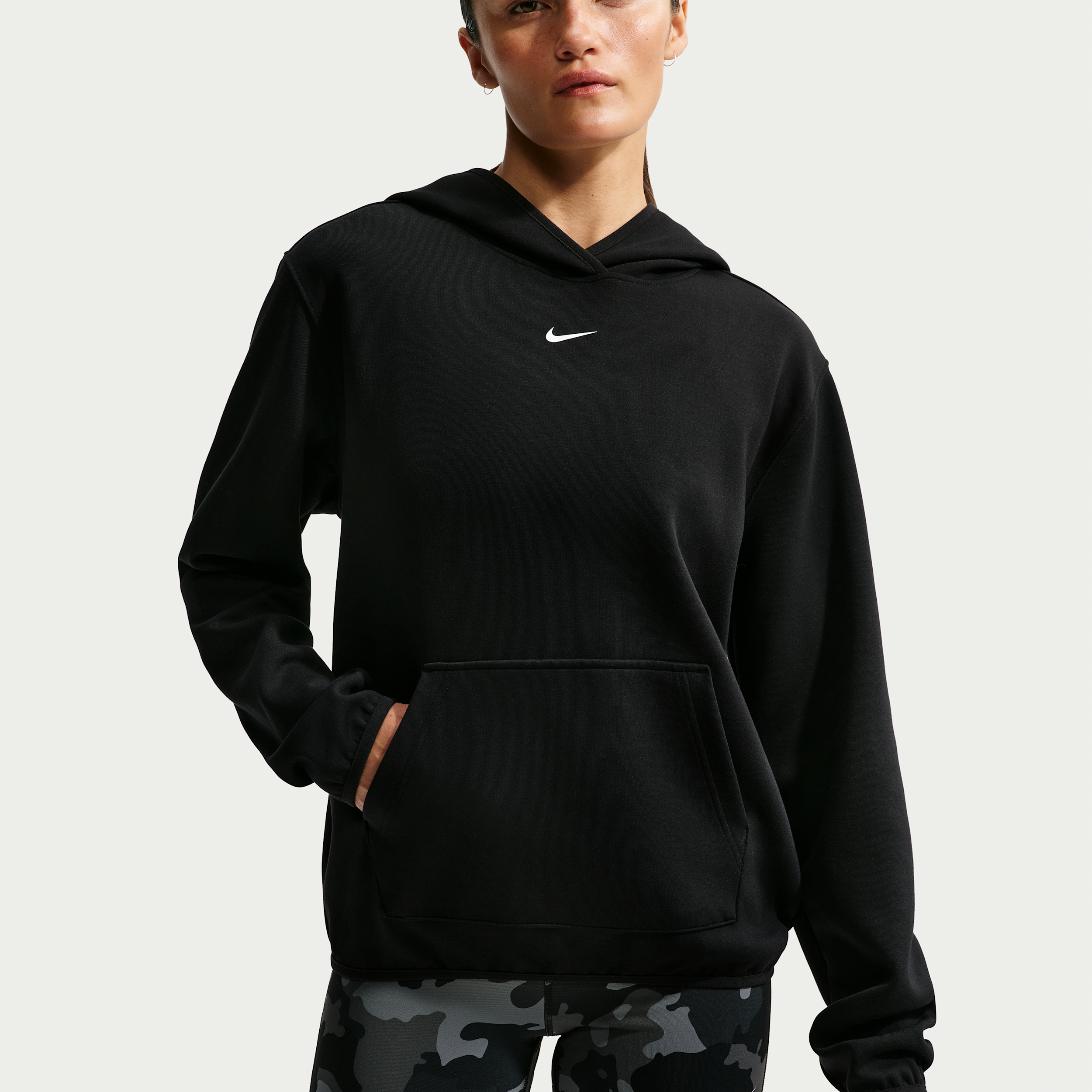 Nike Women's Studio Fleece Sport Dri-fit Pullover Hoodie In Black