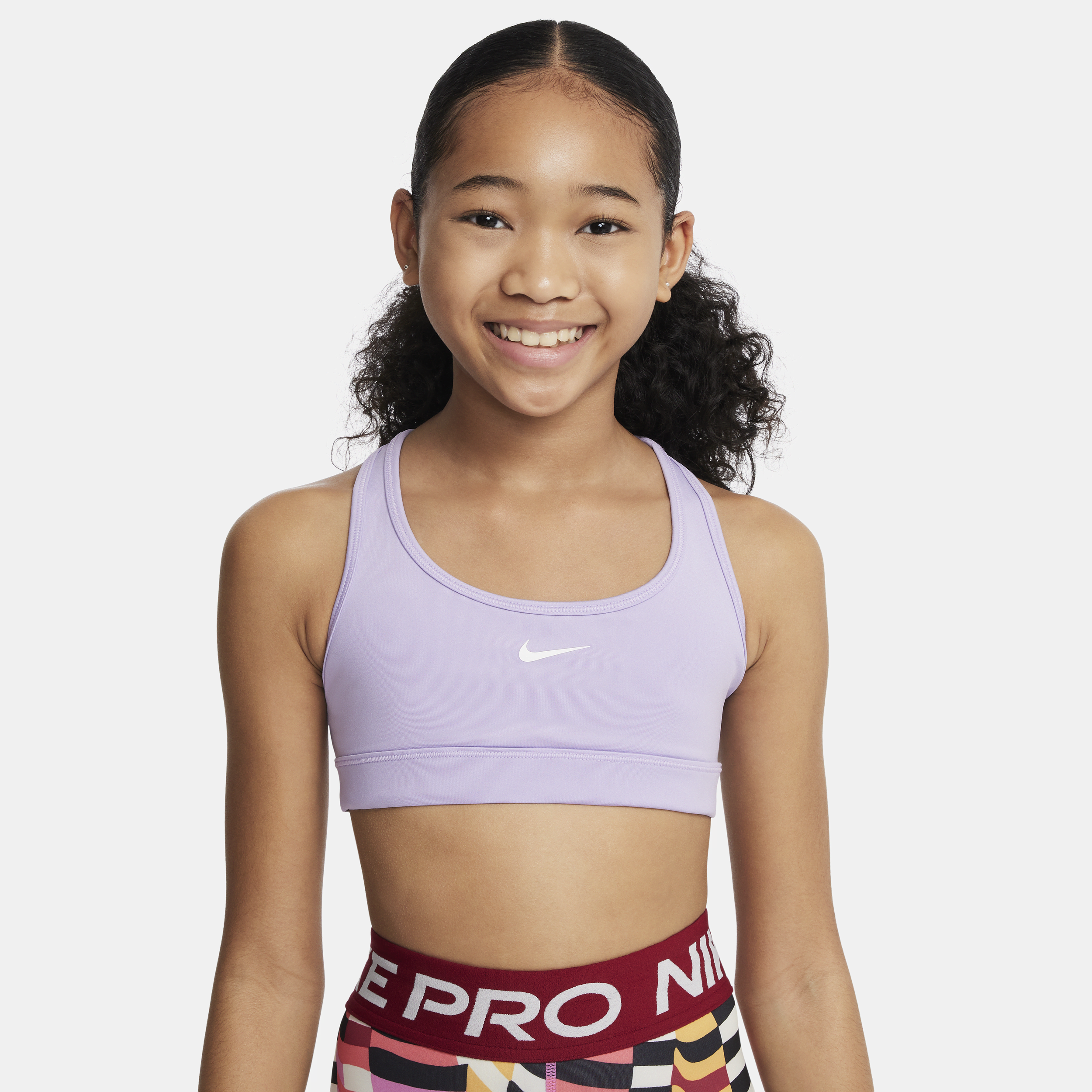 Shop Nike Swoosh Big Kids' (girls') Sports Bra In Purple