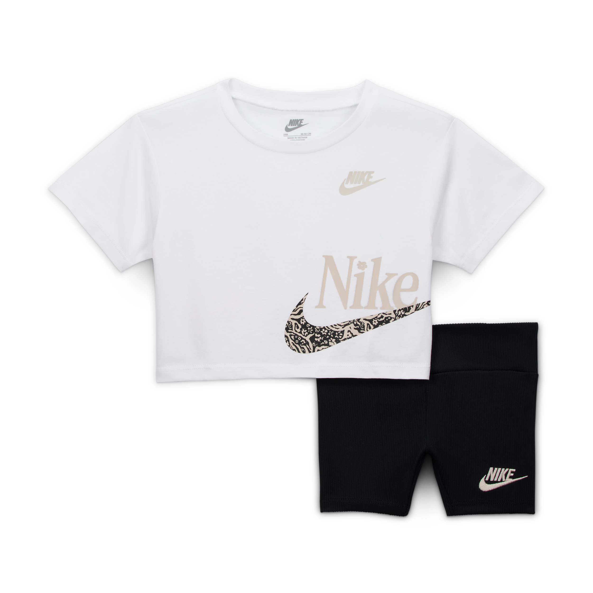 Nike Baby 12-24M Wild Flower Boxy T-Shirt and Shorts Set in Black 16M927-023 33$