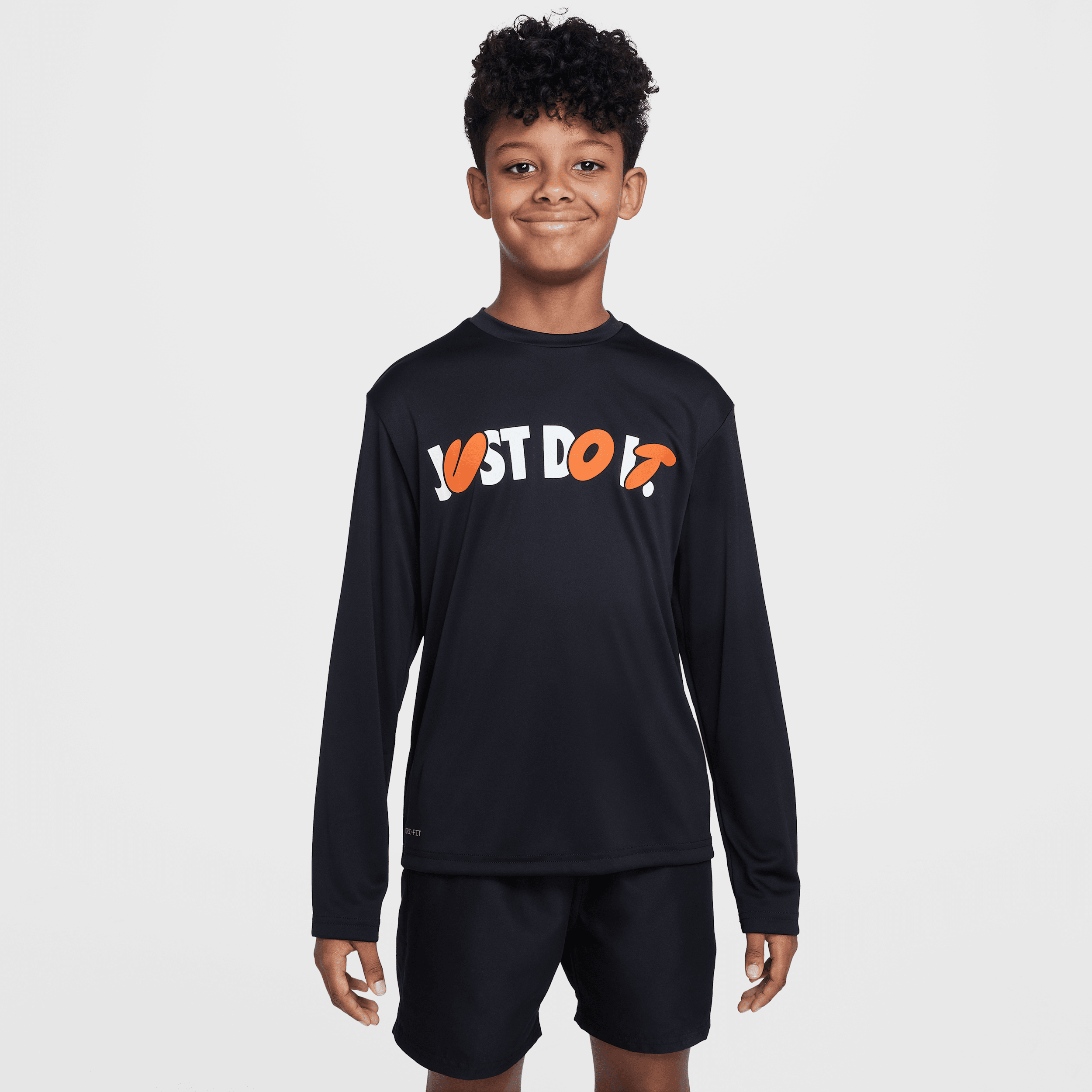 Nike Swim Hydroguard Big Kids' (boys') Dri-fit Long-sleeve Top In Black