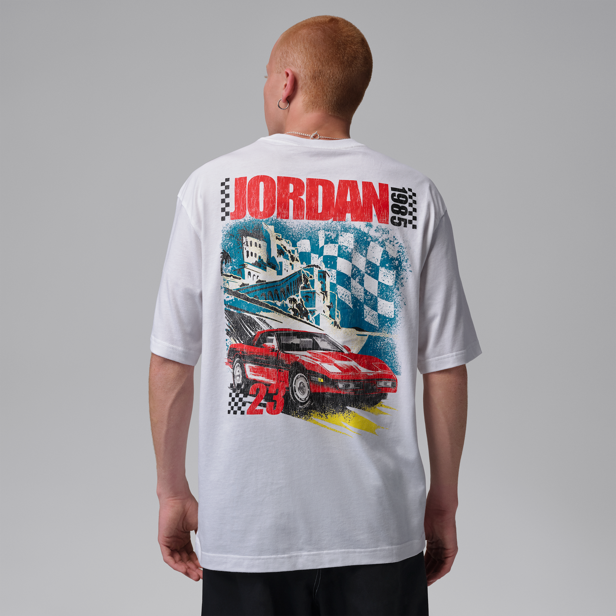 Jordan Men's Brooklyn 1985 Auto Graphic T-Shirt, Medium, White