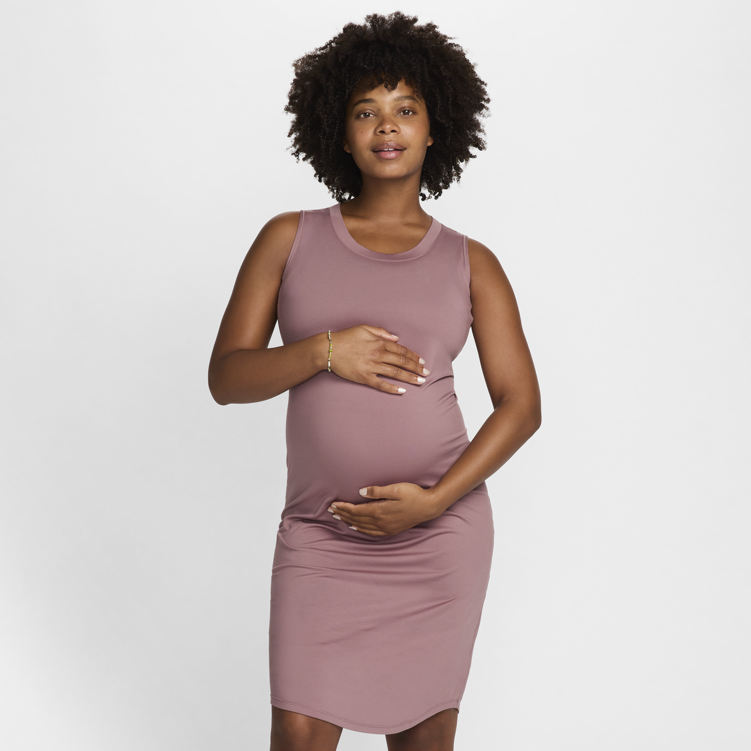 Shop Nike Women's (m) Dri-fit Slim-fit Knit Dress (maternity) In Purple