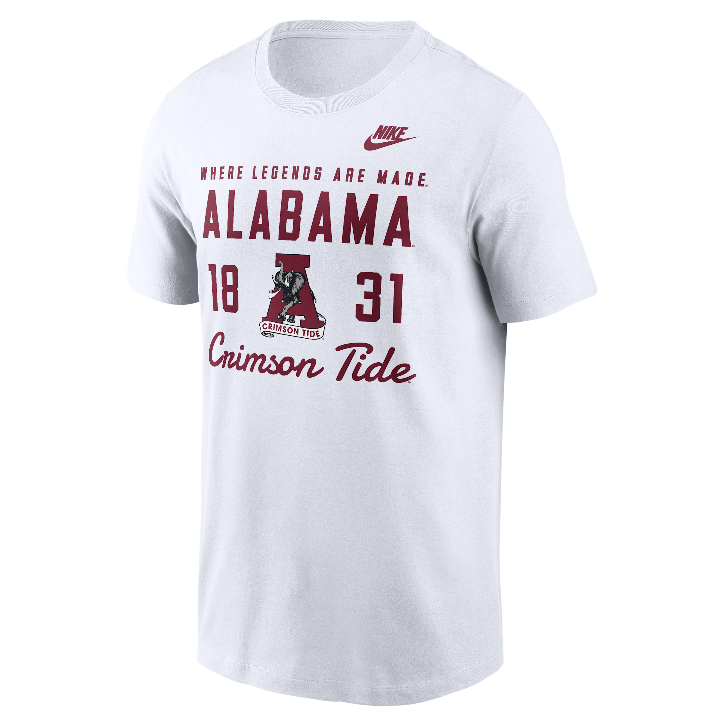 Nike Men's White Alabama Crimson Tide Legacy Stacked Established T-Shirt - White