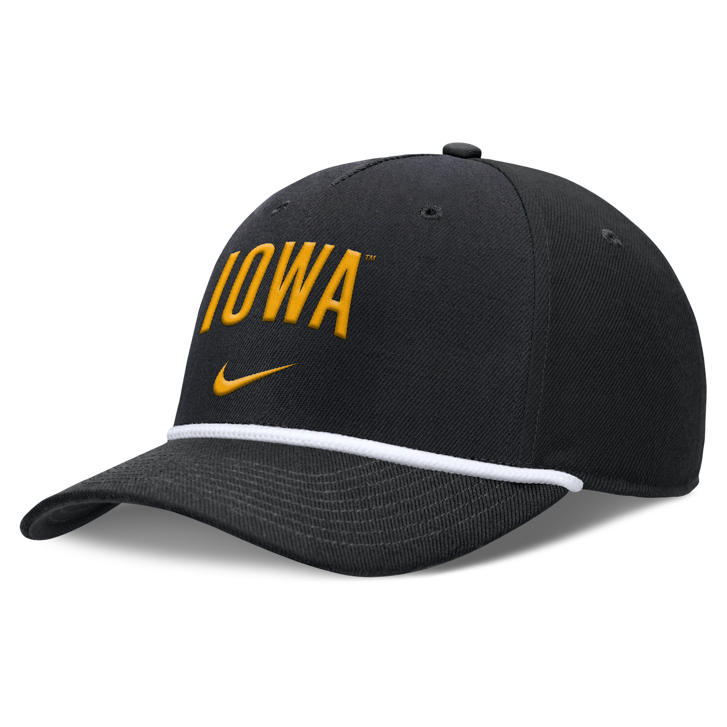 Iowa Primetime Rise Campus Nike Men's College Adjustable Hat in Black | NC9600AIA-SJM