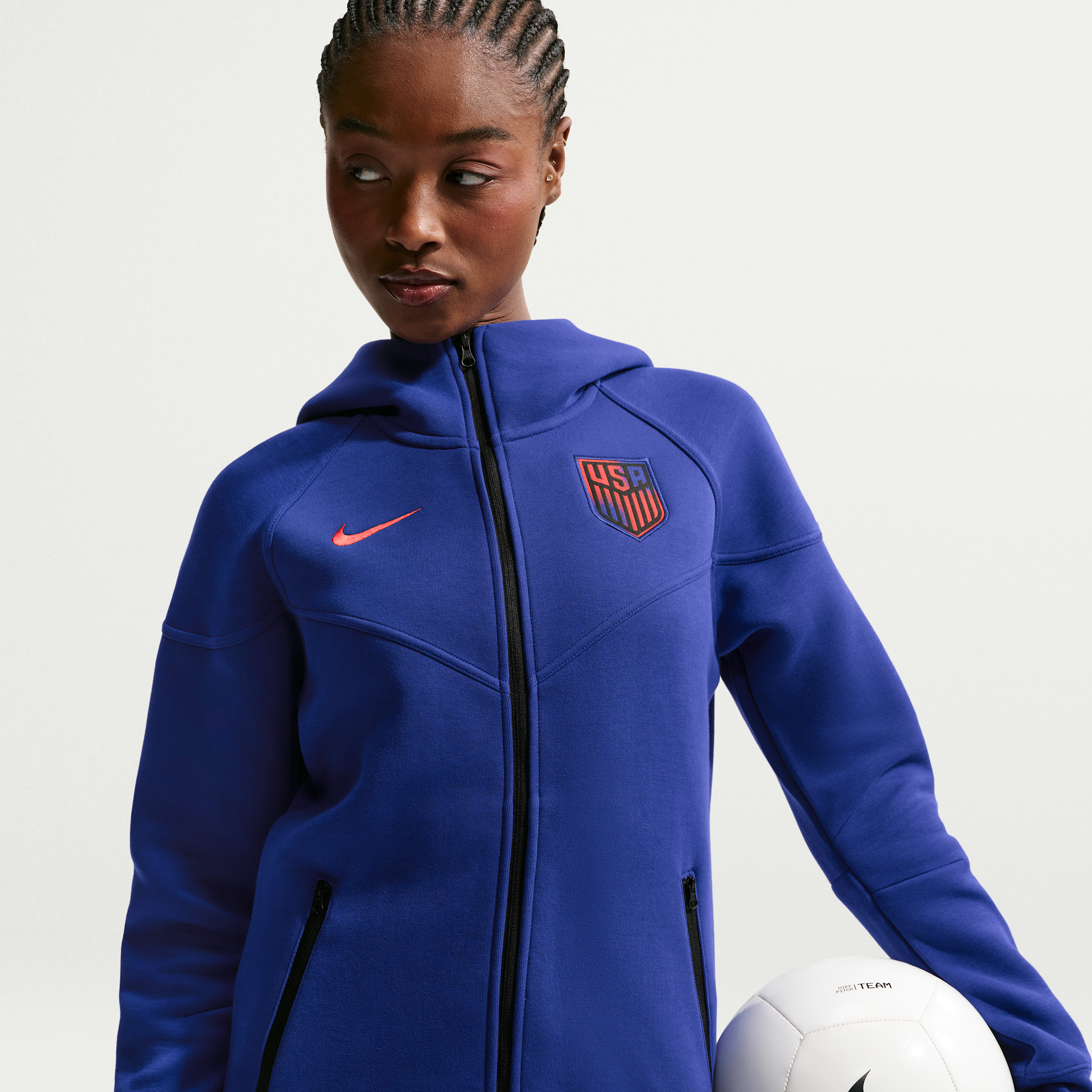USMNT Tech Fleece Windrunner Nike Women's Soccer Full-Zip Hoodie in Blue | IM9519-455