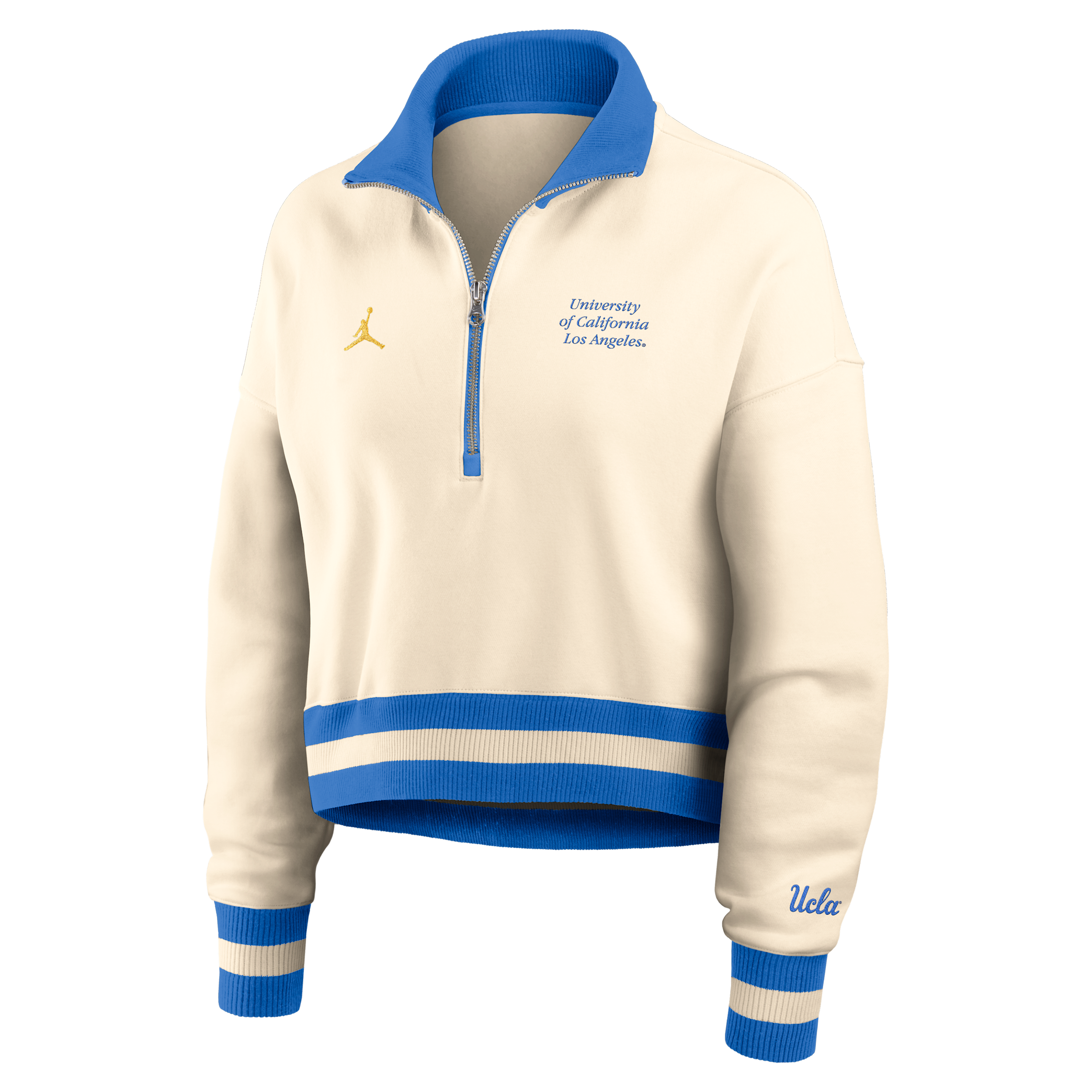 Jordan Women's Ucla Legacy  Brand College Cropped 1/4-zip Crew In Neutral