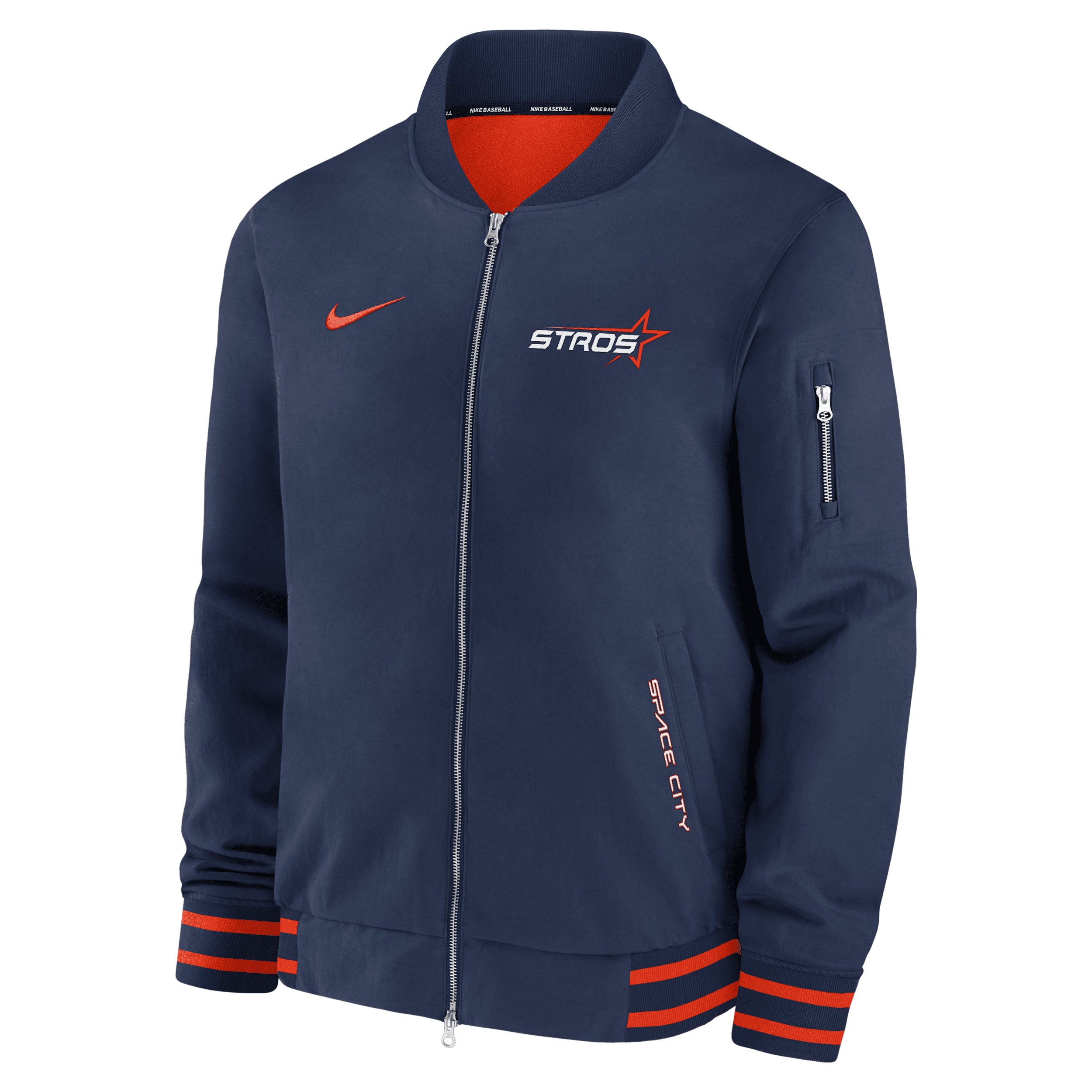 Nike Houston Astros Authentic Collection City Connect Men's Mlb Full-zip Bomber Jacket In Blue