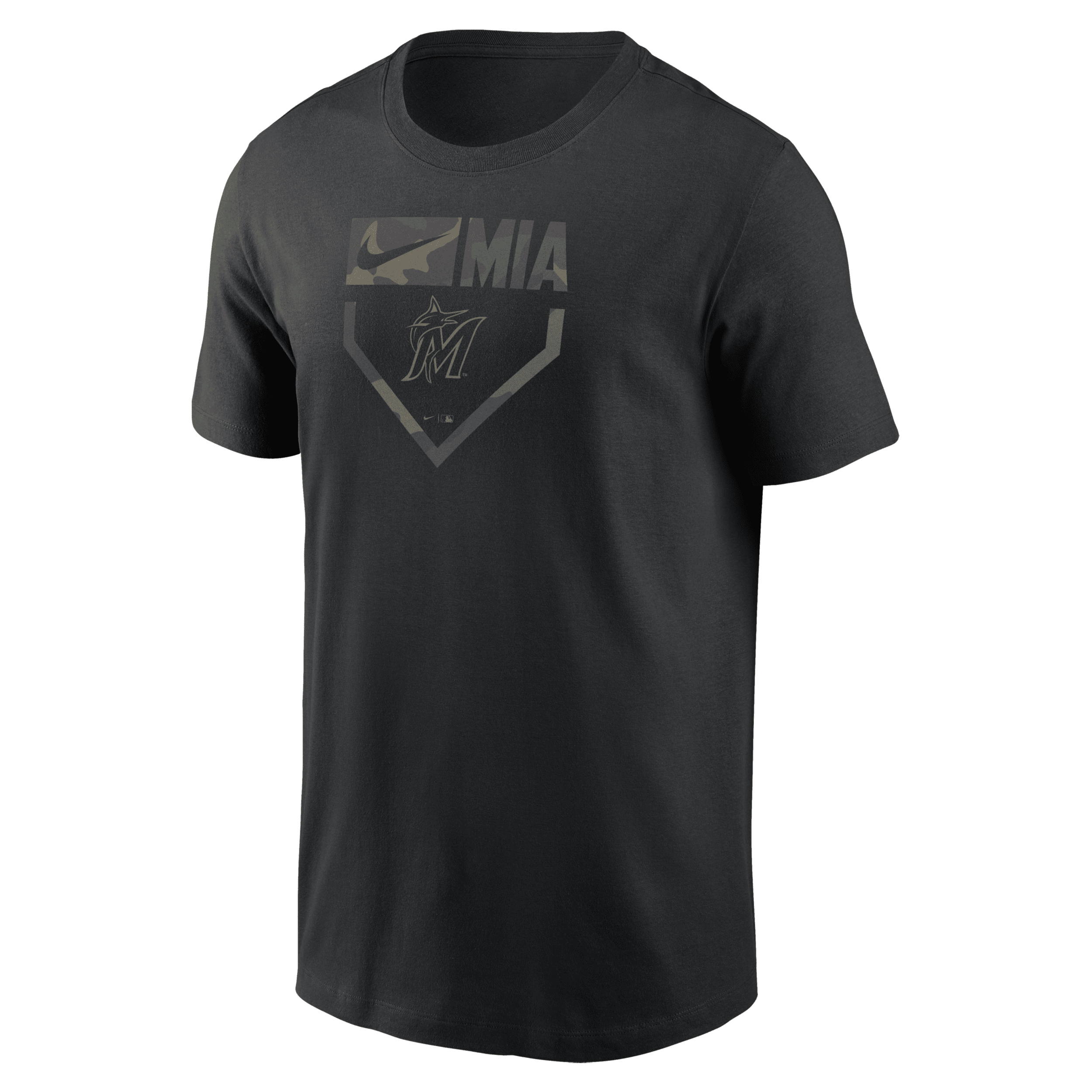 Nike Miami Marlins Camo  Men's Mlb T-shirt In Black