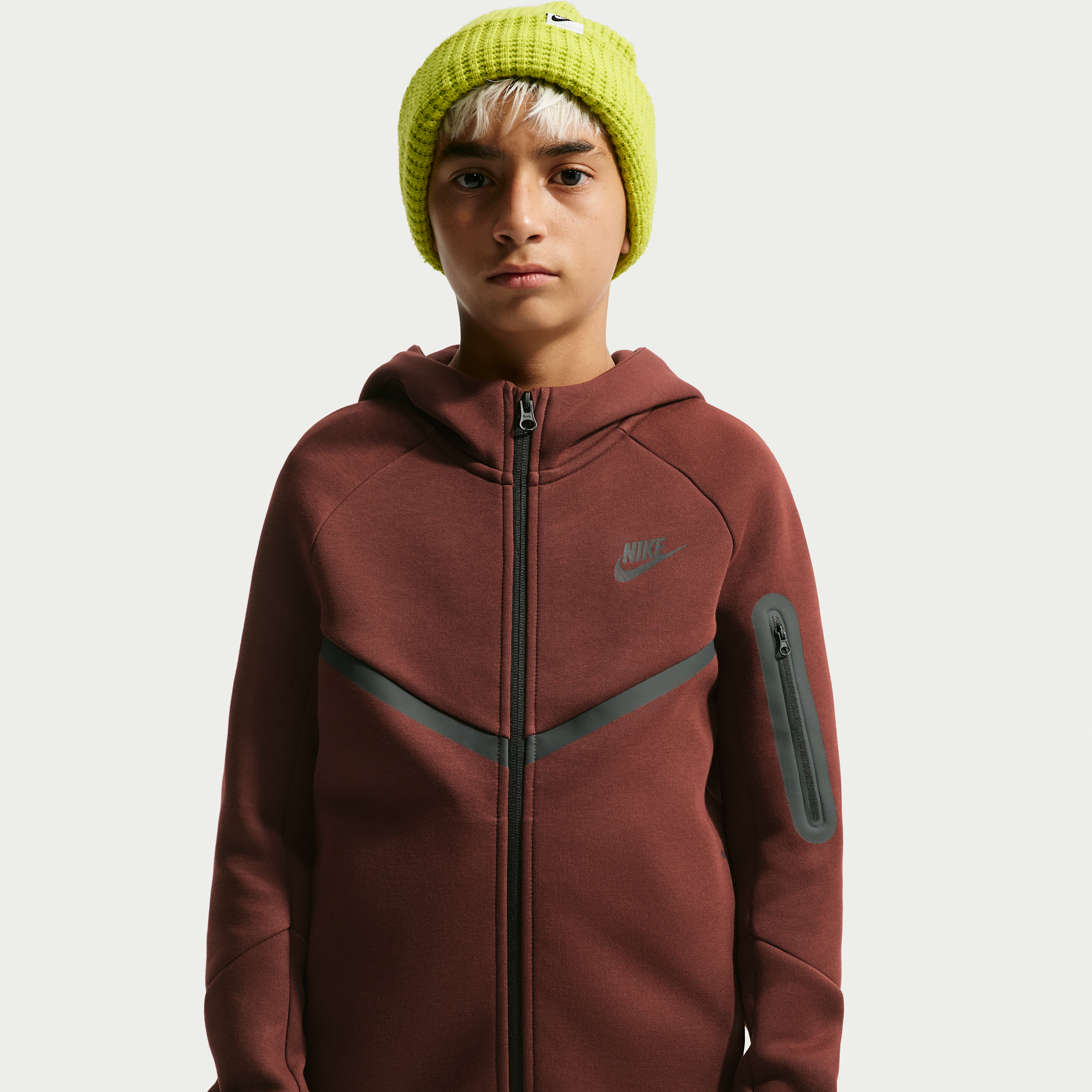 Nike Sportswear Tech Fleece Big Kids' Full-Zip Hoodie in Purple | HV5867-658