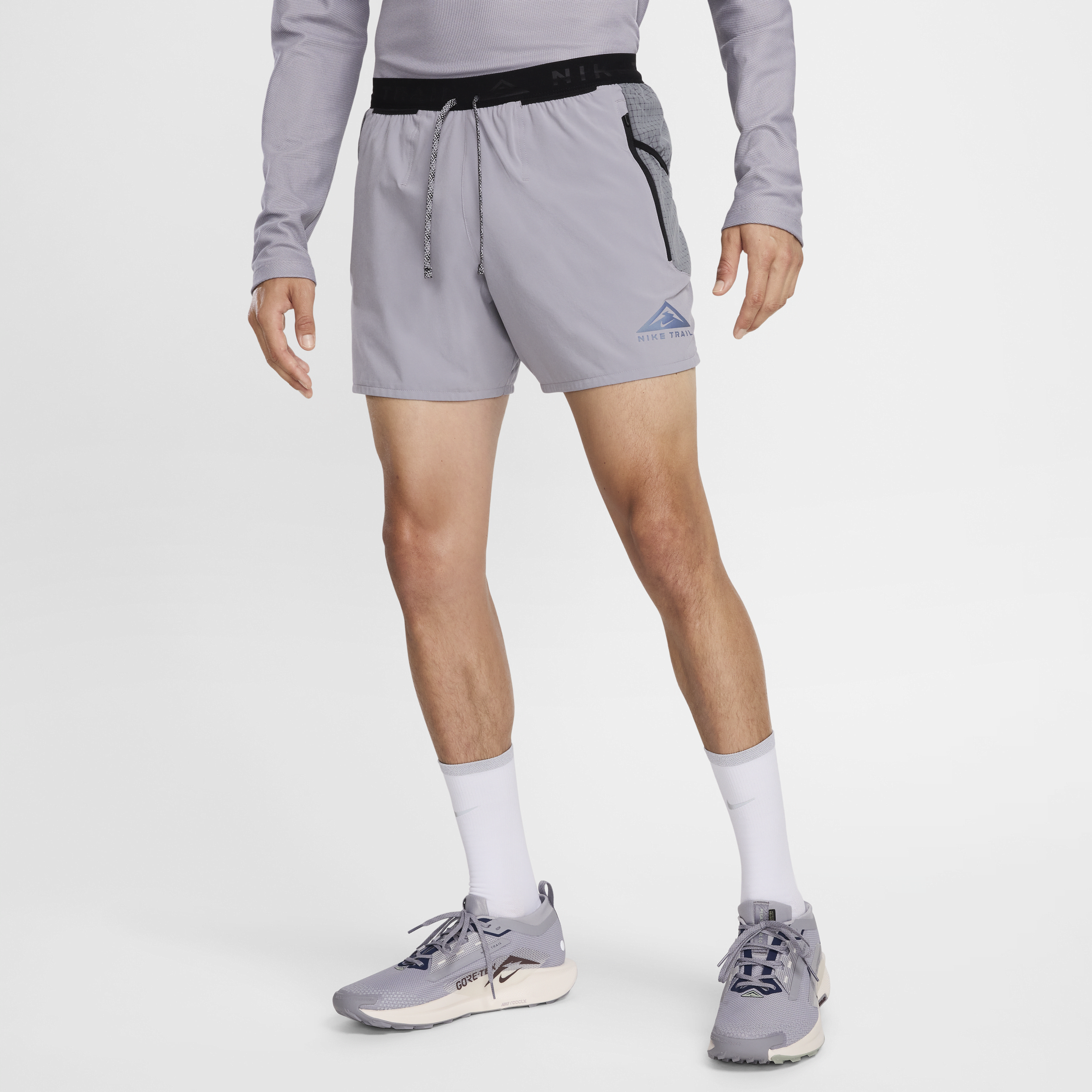 Nike Men's Trail Second Sunrise Dri-fit 5" Brief-lined Running Shorts In Grey