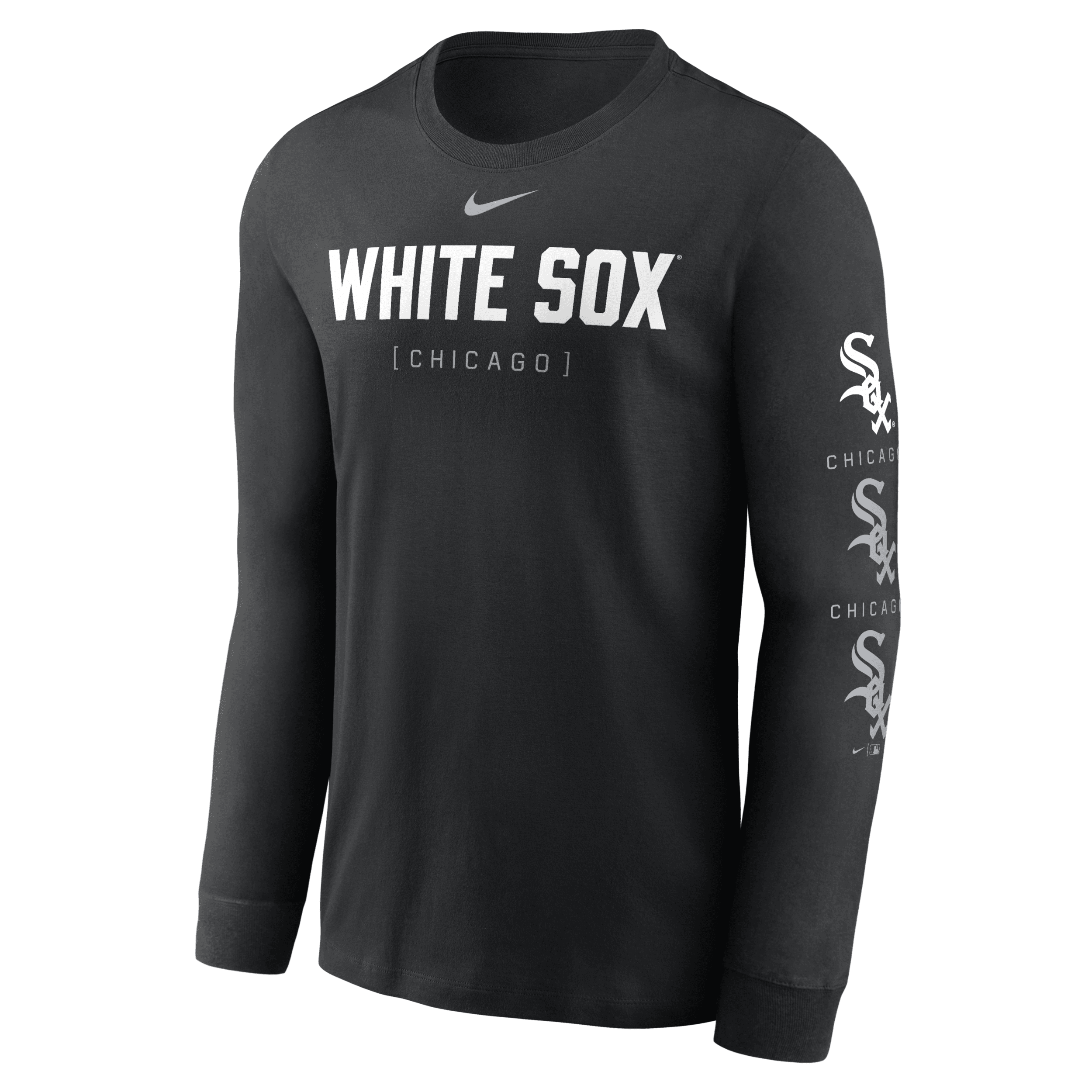 Nike Chicago White Sox Repeater  Men's Mlb Long-sleeve T-shirt In Black