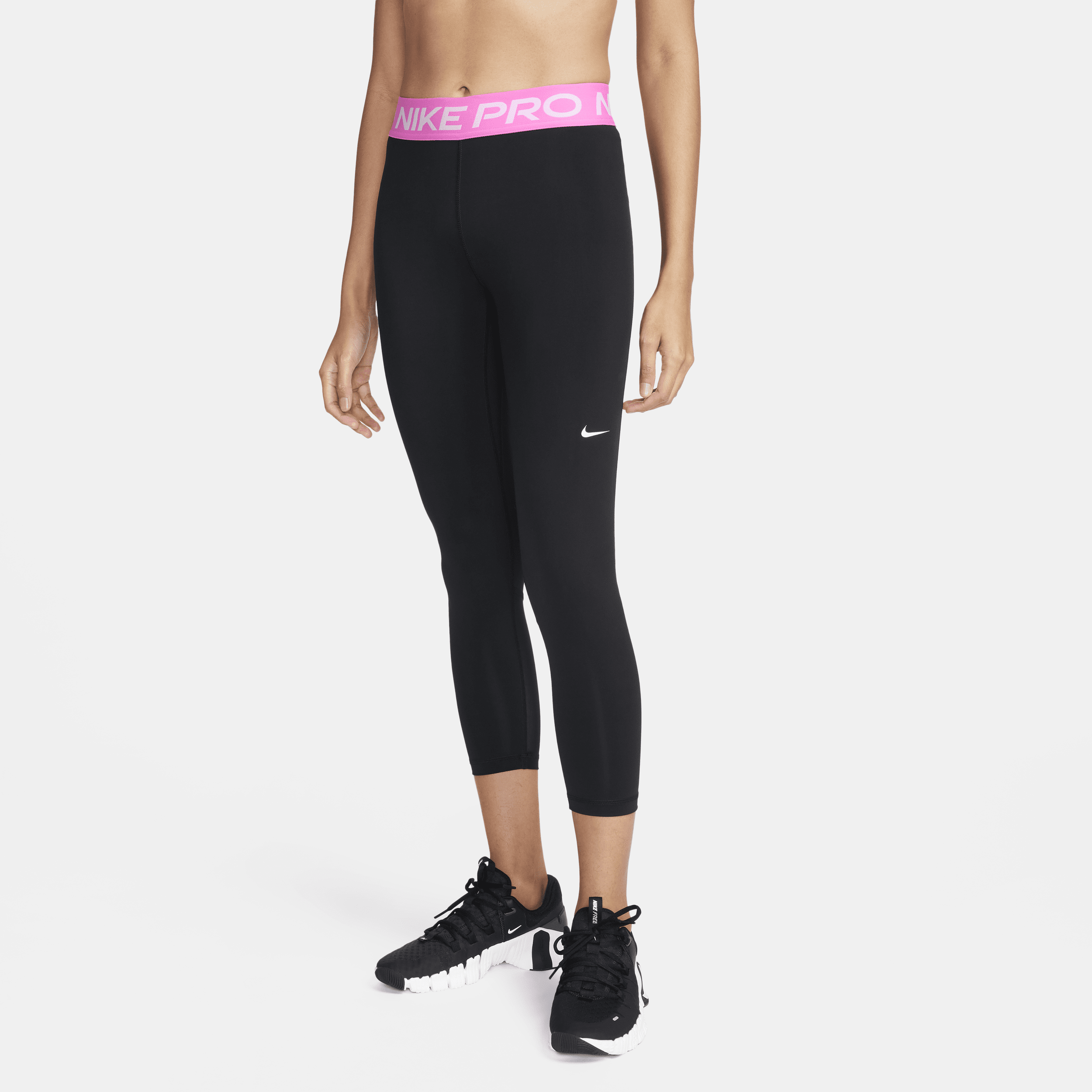 Nike Women's  Pro Mid-rise Crop Mesh Panel Leggings In Black