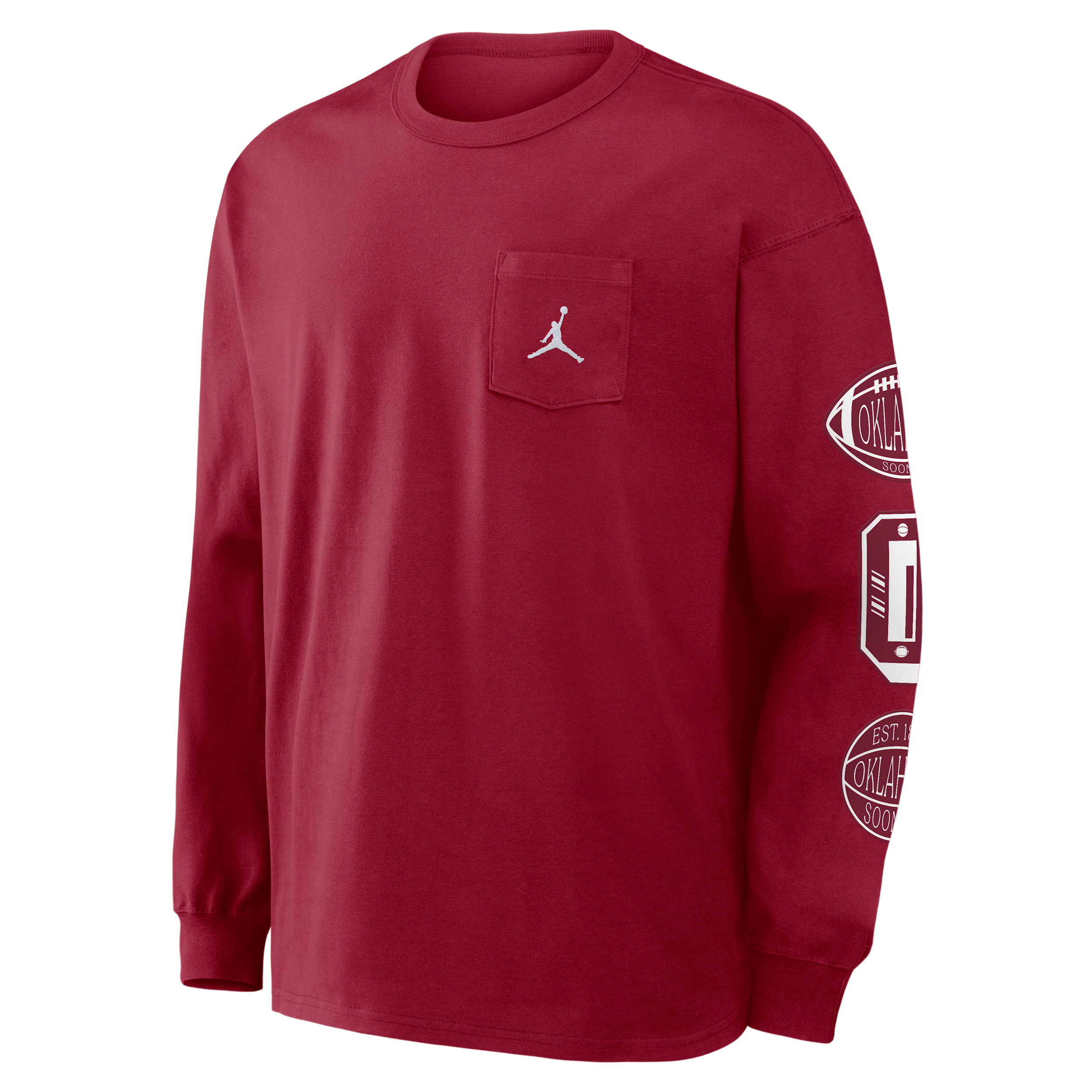 Men's Oklahoma Academic Max90 Pocket Jordan Brand College Long-Sleeve T-Shirt in Red | 0JTA69WOKN-U1K
