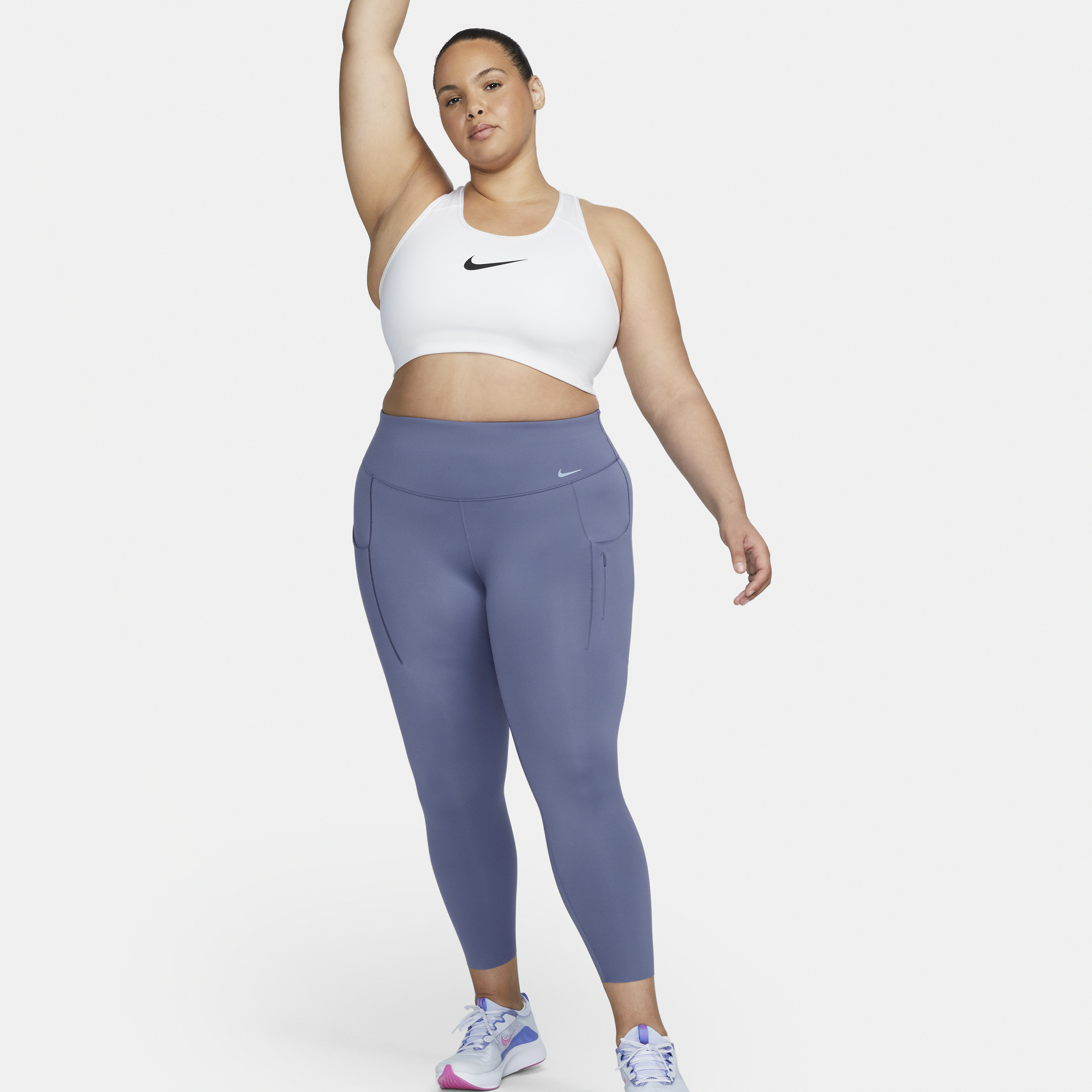 Nike Women's Go Firm-support High-waisted 7/8 Leggings With Pockets (plus Size) In Blue