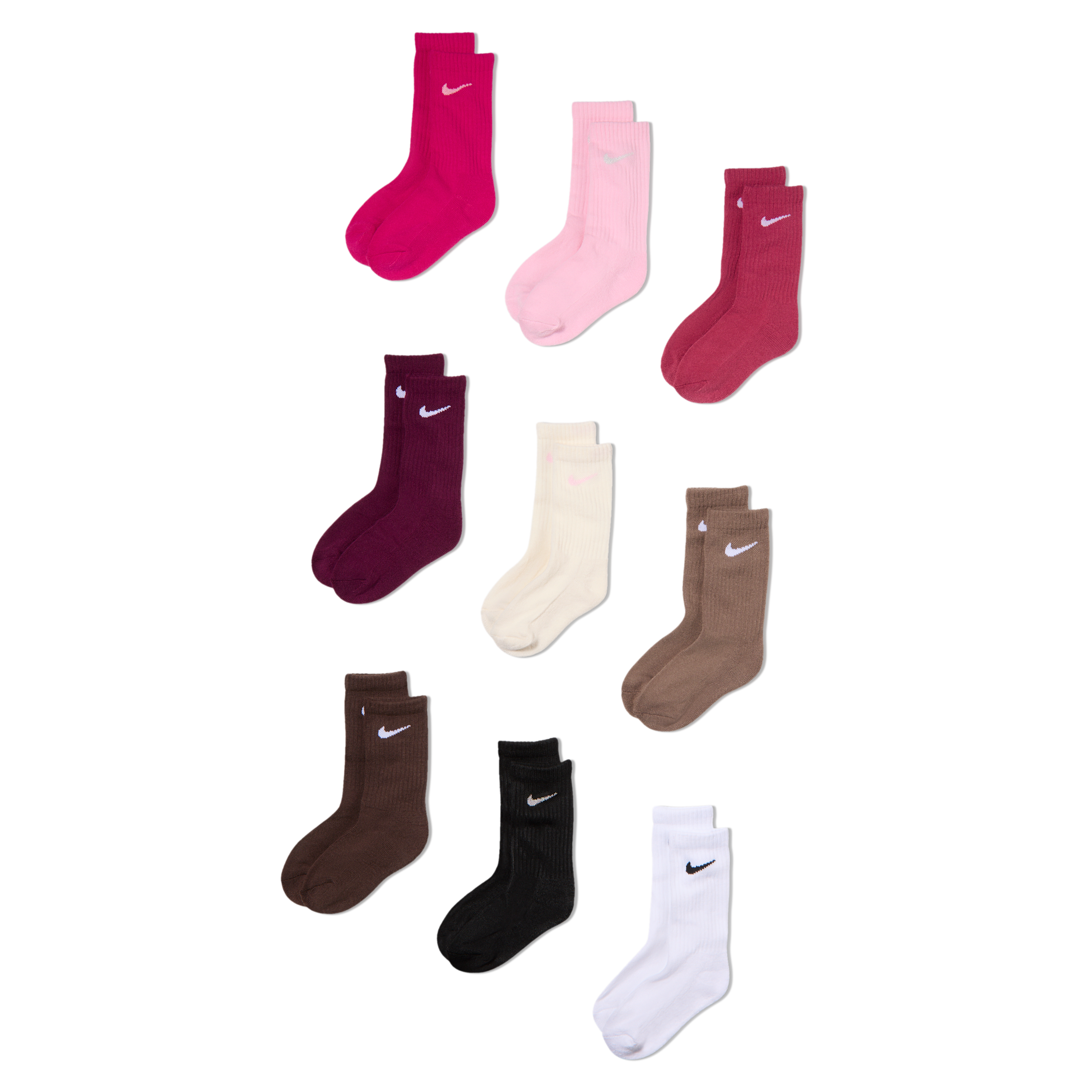 Nike Youth 9-Pack Holiday Crew Socks Gift Box, Men's, Size 5-7, Fireberry