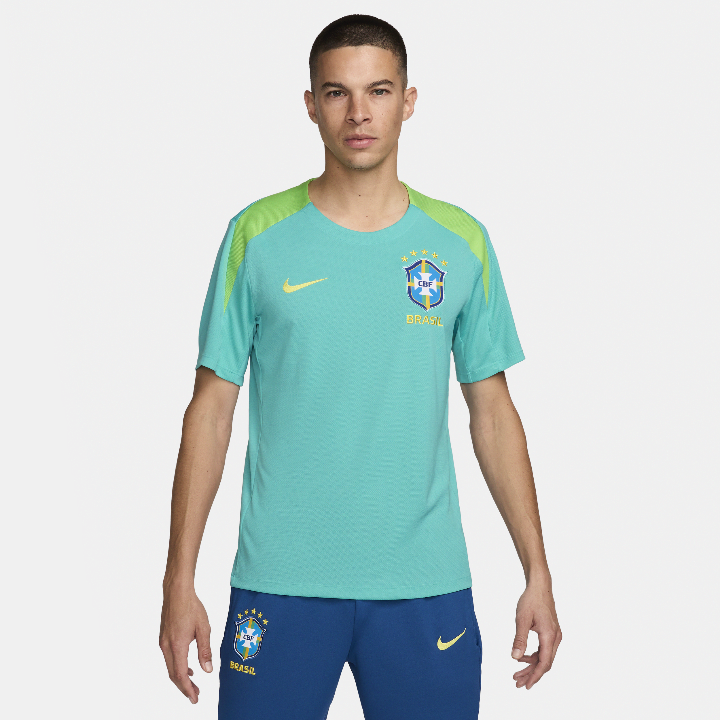 Nike Brazil Strike  Men's Dri-fit Soccer Short-sleeve Knit Top In Blue