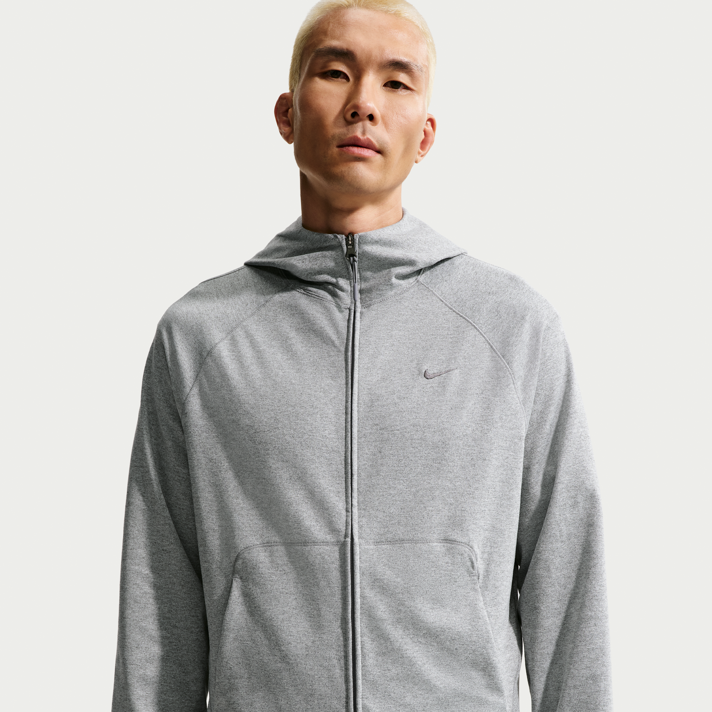 Nike Men's Primary NanoKnit Dri-FIT UV Protection Full-Zip Training Hoodie in Smoke Grey/Heather/Smoke Grey Size: 4XL
