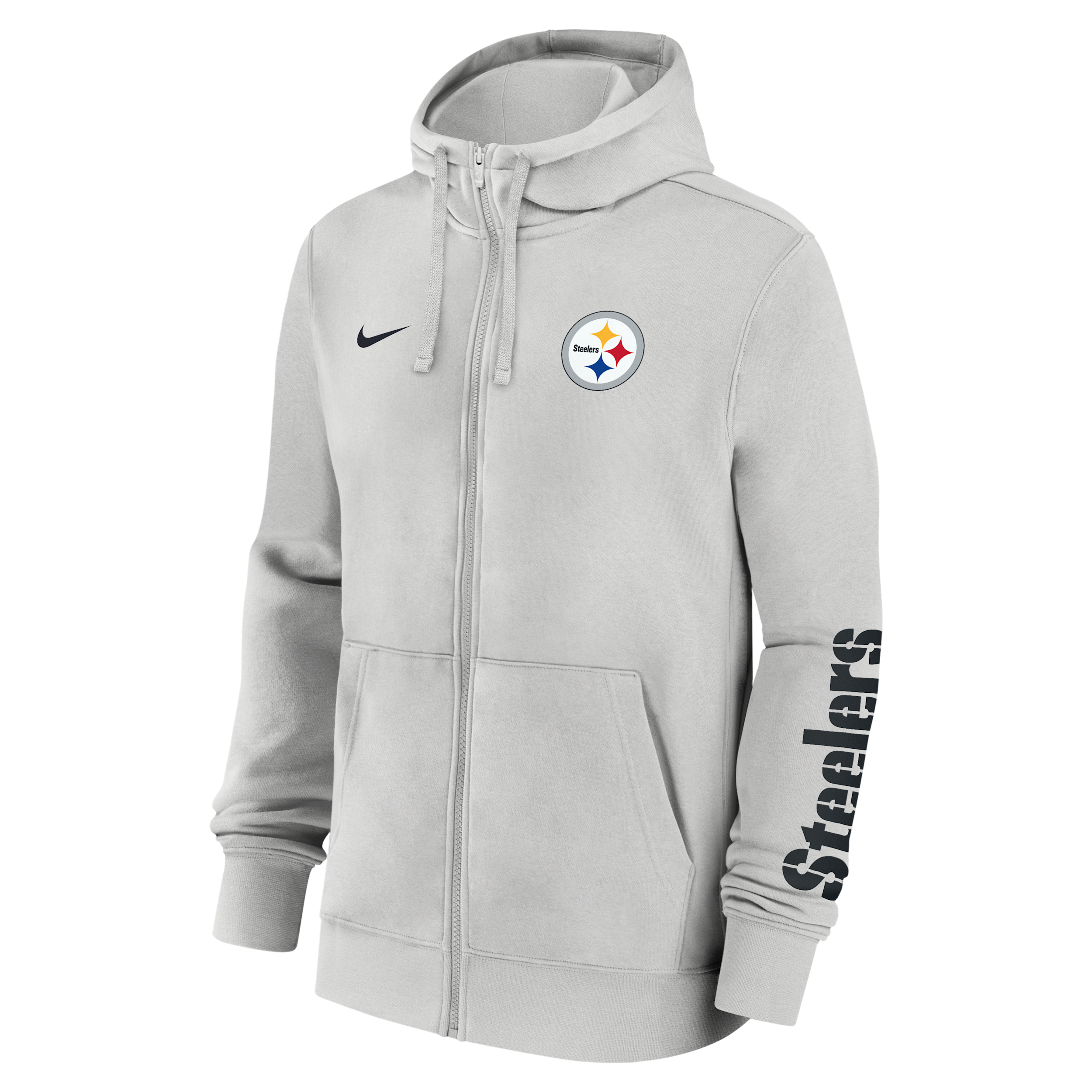 Pittsburgh Steelers Club Nike Men's NFL Full-Zip Hoodie in Grey | 01NC0BB7L-1LR