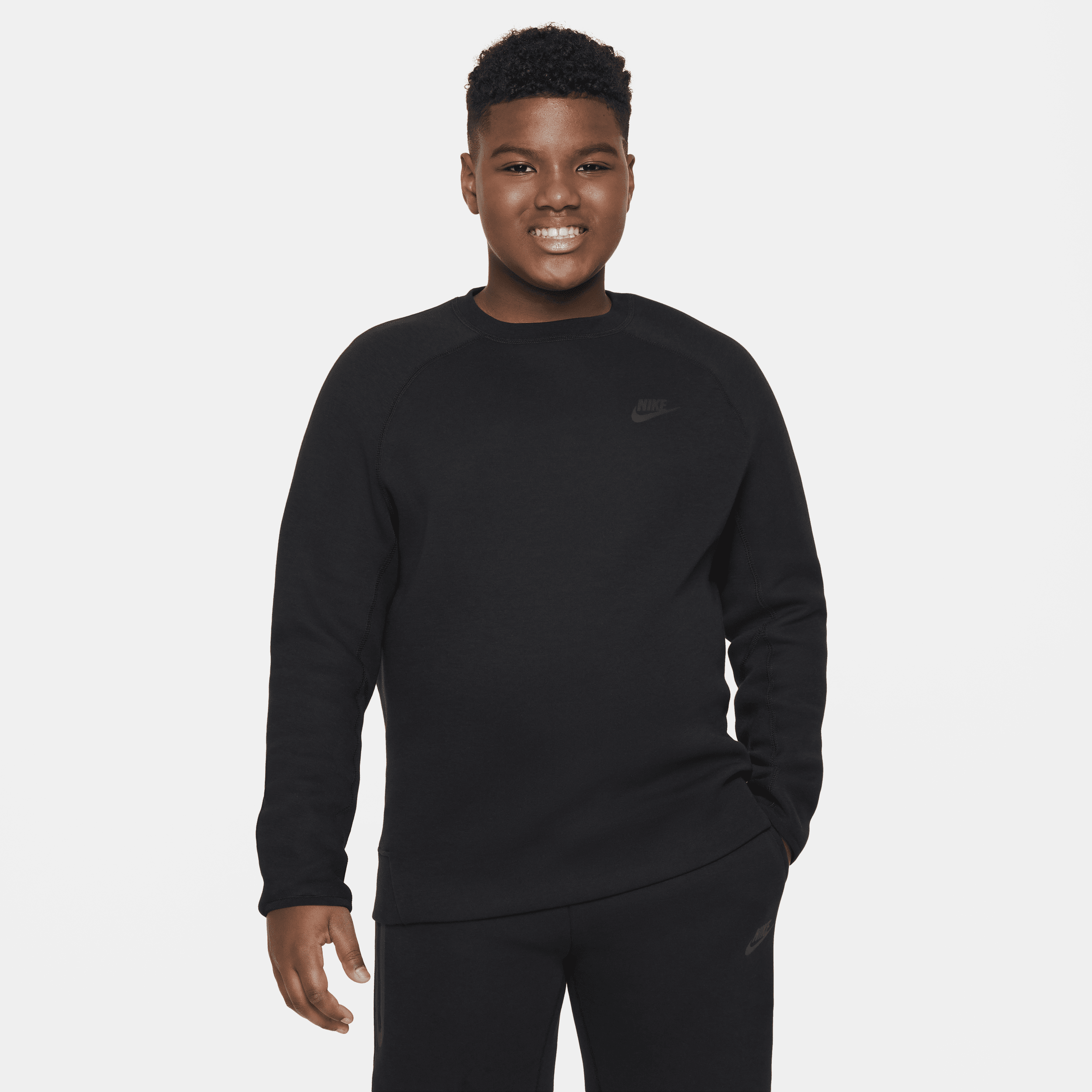 Nike Sportswear Tech Fleece Big Kids' (boys') Sweatshirt (extended Size) In Black