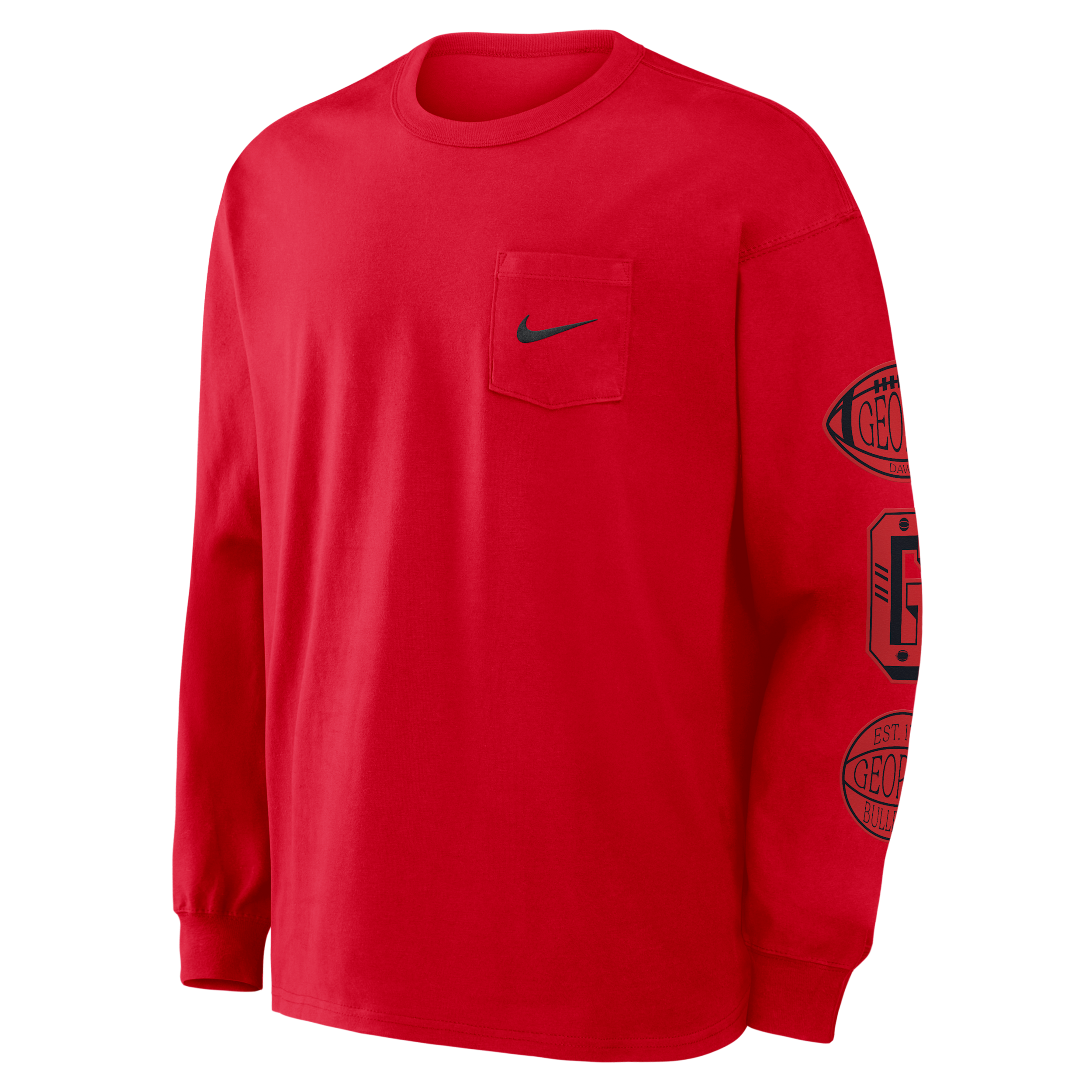 Georgia Academic Max90 Pocket Nike Men's College Long-Sleeve T-Shirt in Red | 04TA65NGBN-U1K