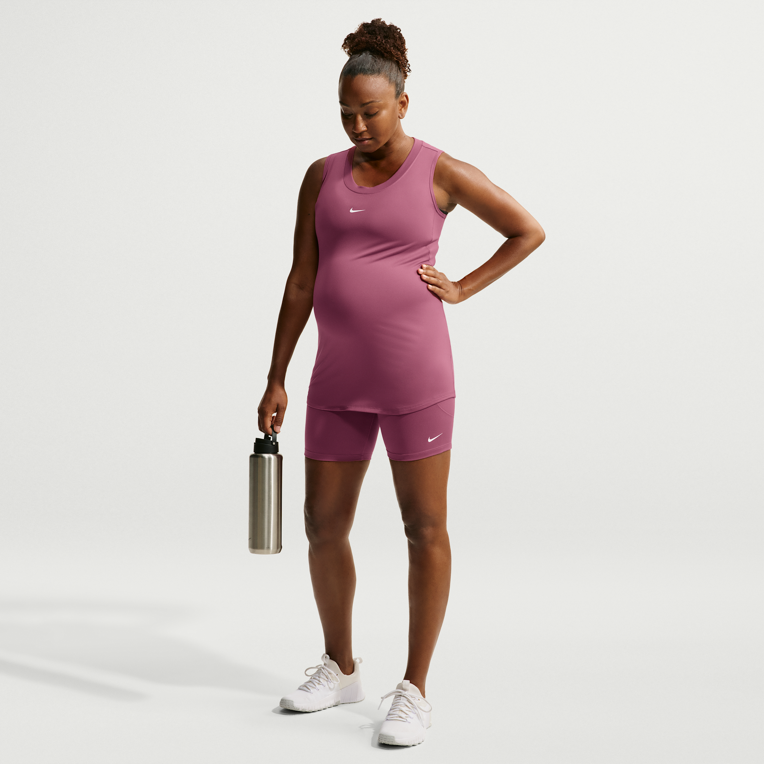 Nike Women's (M) One Dri-FIT High-Waisted 8" Biker Shorts With Pockets (Maternity) in Red | FN3247-654