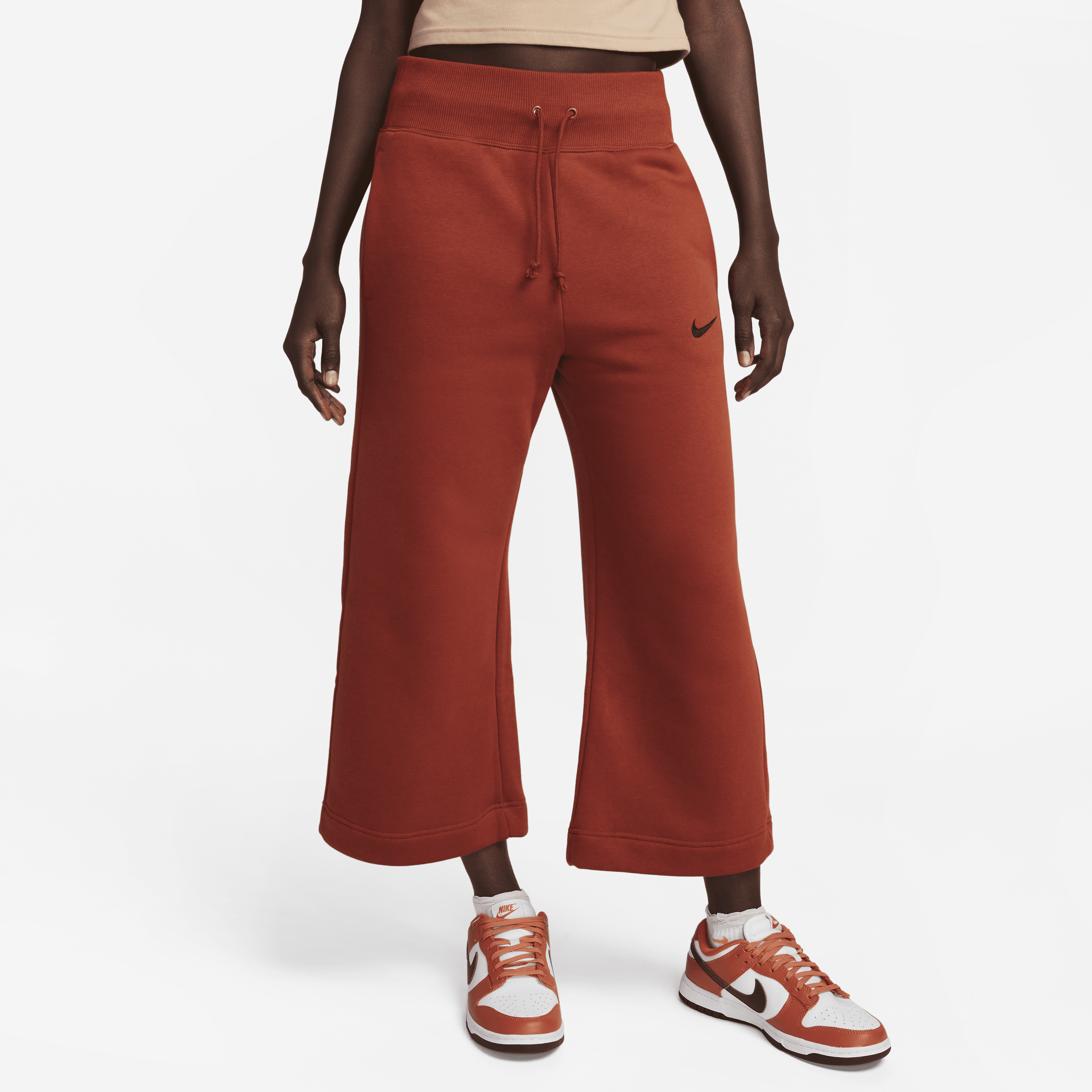 Nike Women's  Sportswear Phoenix Fleece High-waisted Cropped Sweatpants In Orange