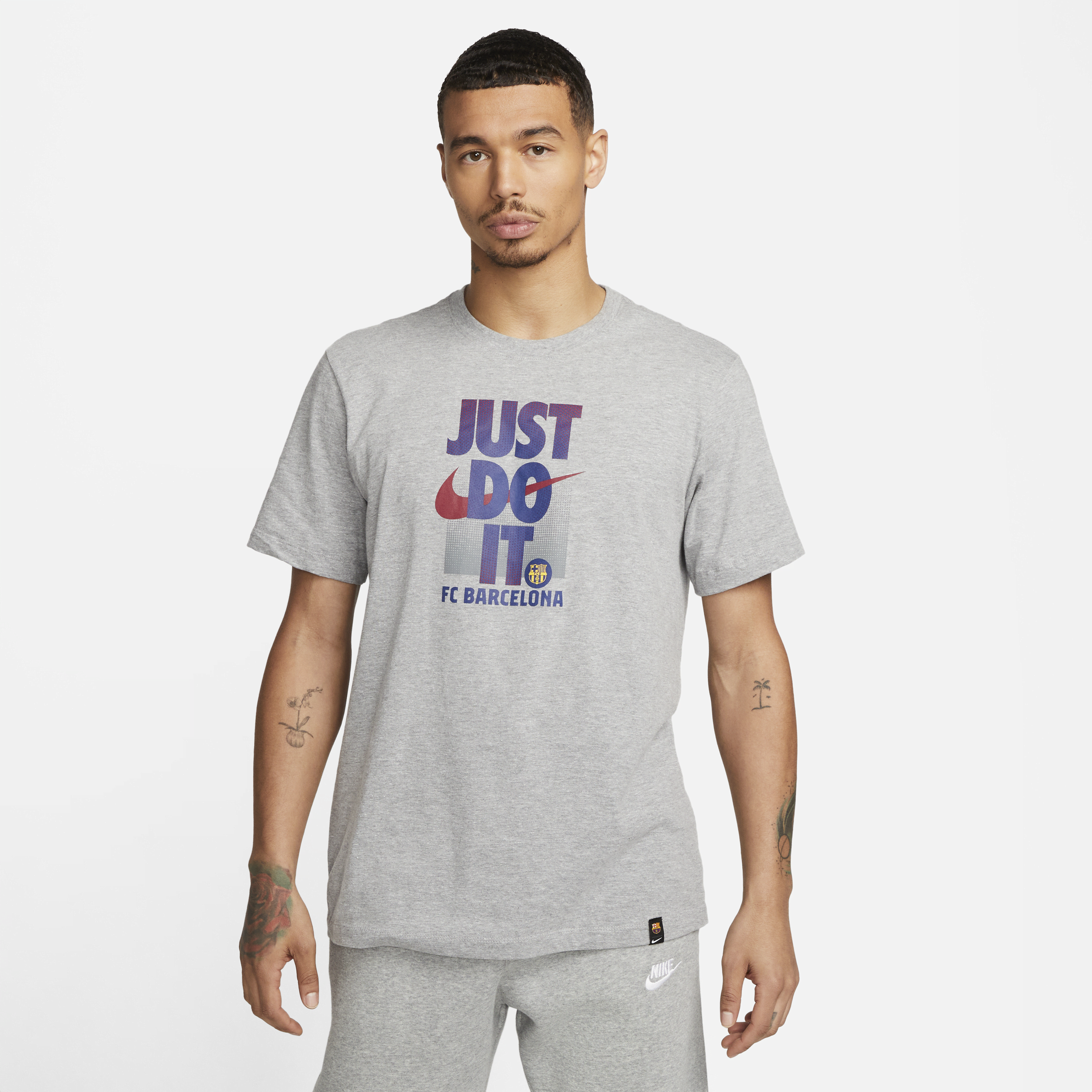 Shop Nike Barcelona Just Do It  Men's Soccer T-shirt In Grey