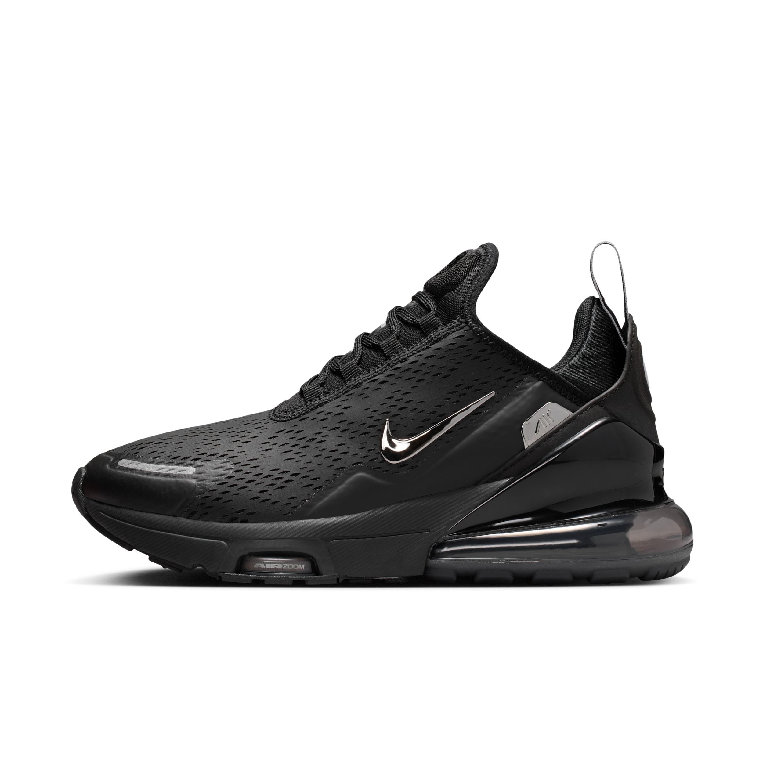 Nike Women's Air Max 270 Premium Shoes, Size 6.5, Blk/Mtlc Silver/Off Noir