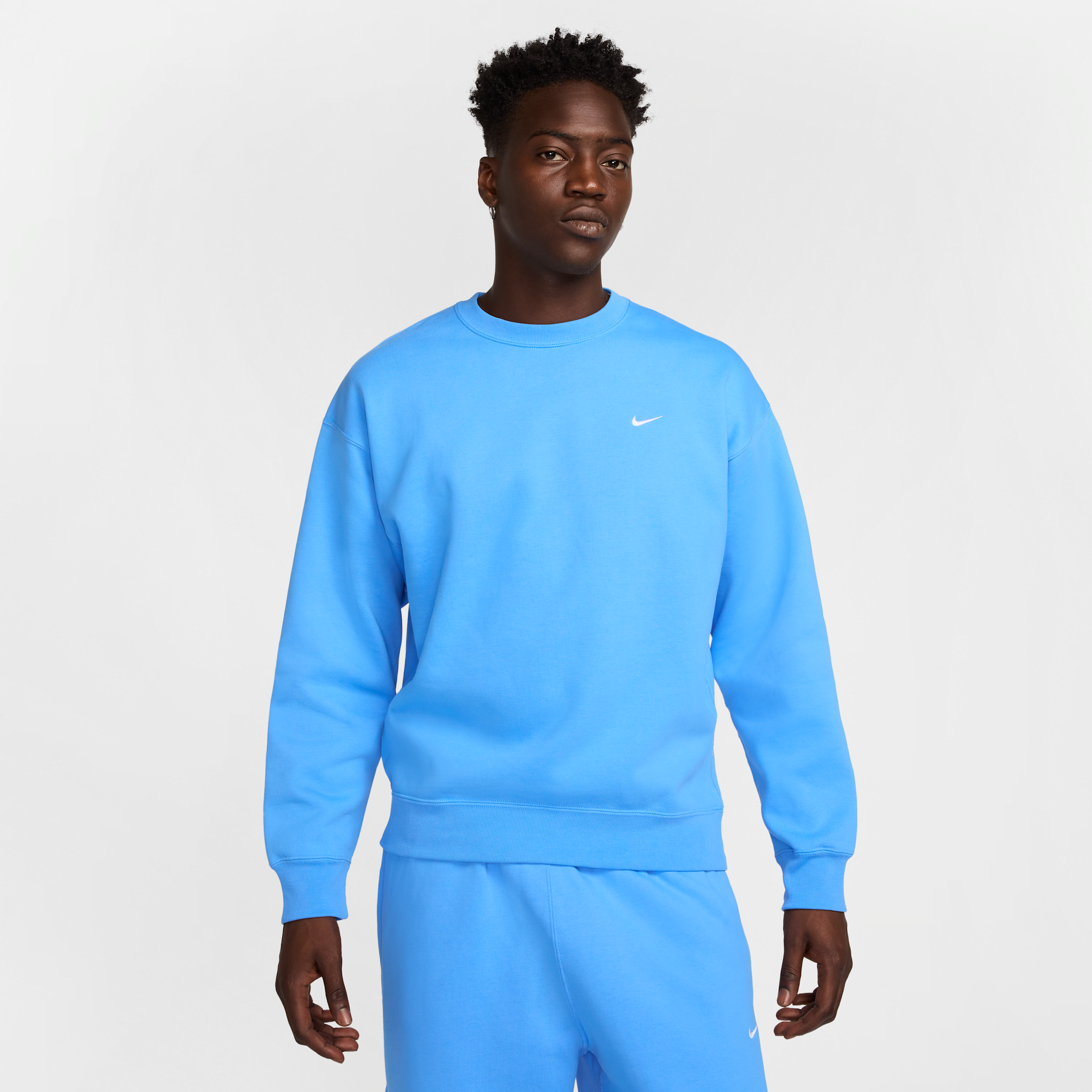 Nike Men's Solo Swoosh Fleece Crew In Blue