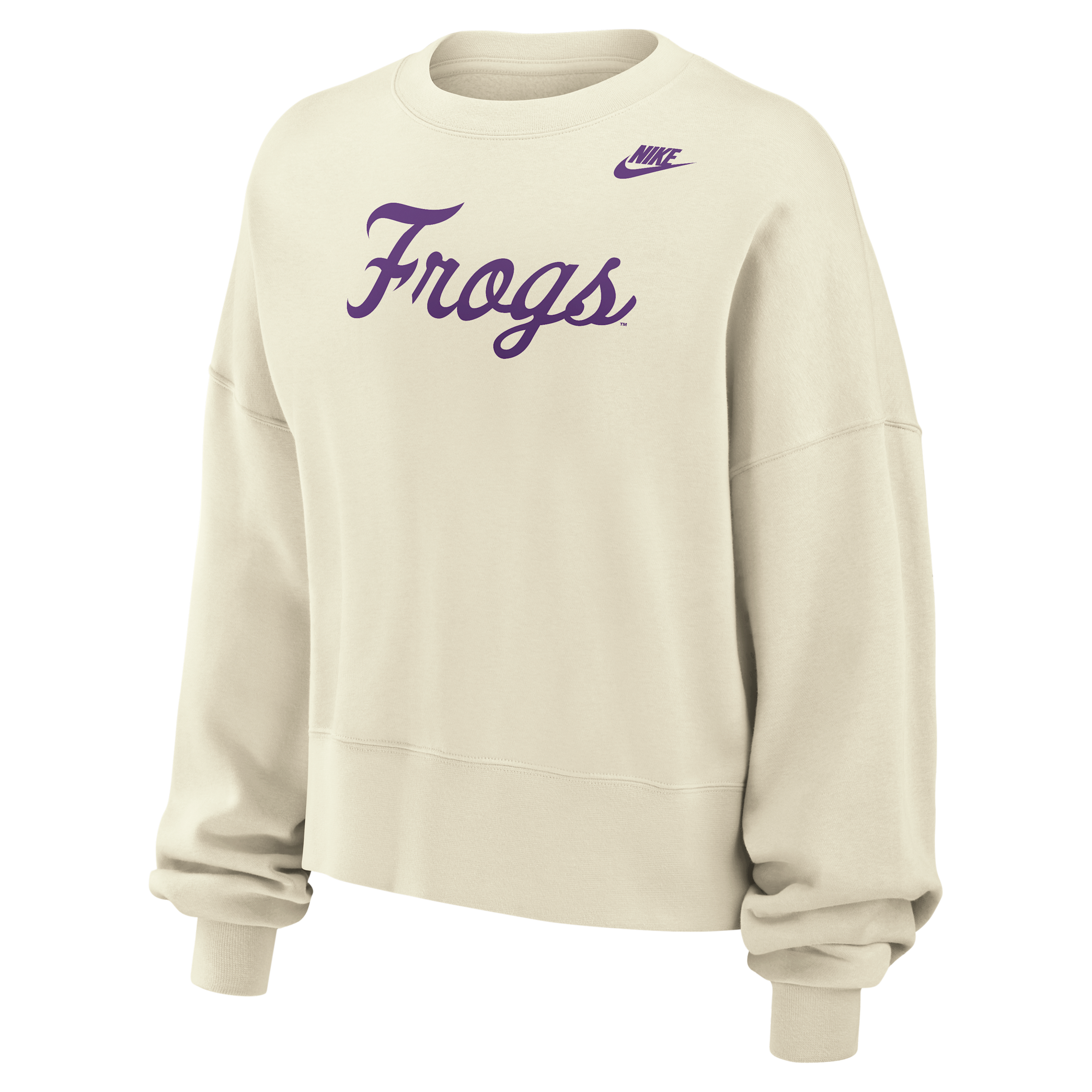 TCU Horned Frogs Phoenix Fleece Nike Women's Football Crew-Neck Sweatshirt in White | W33302P403TCUN-SAI