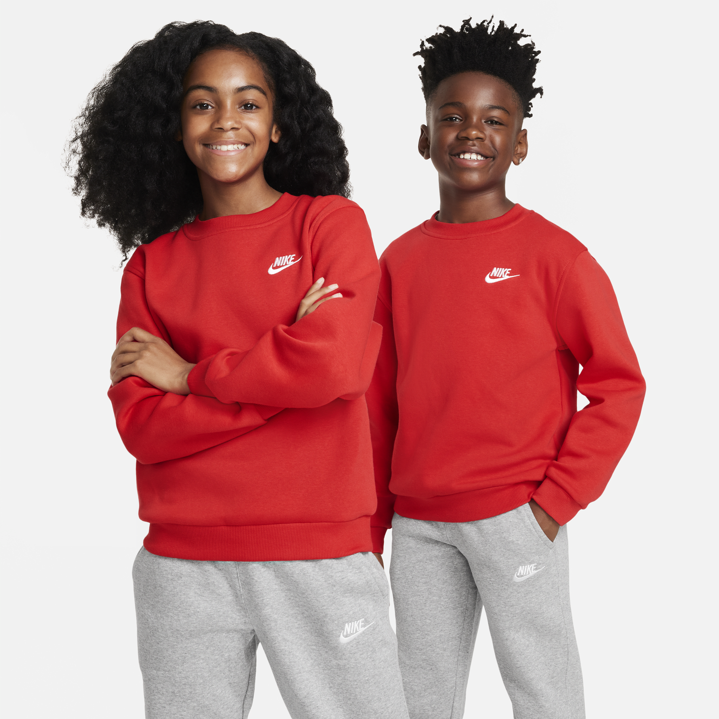 Nike All Kids Fit Sportswear Club Fleece Sweatshirt, XL, University Red/White