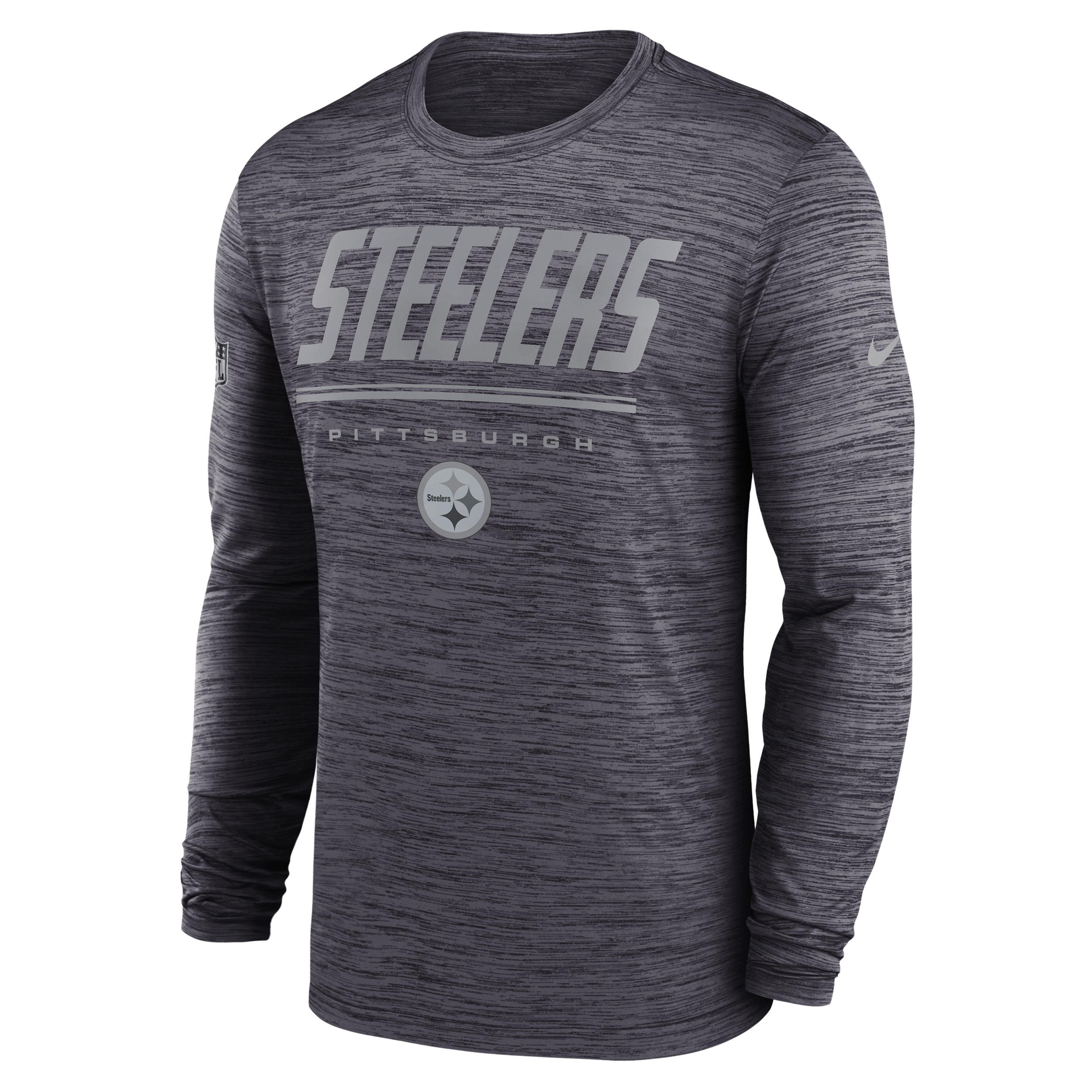 Pittsburgh Steelers Sideline Team Issue Velocity Nike Men's Dri-FIT NFL Long-Sleeve T-Shirt in Black | 02EQ00A7L-CH4