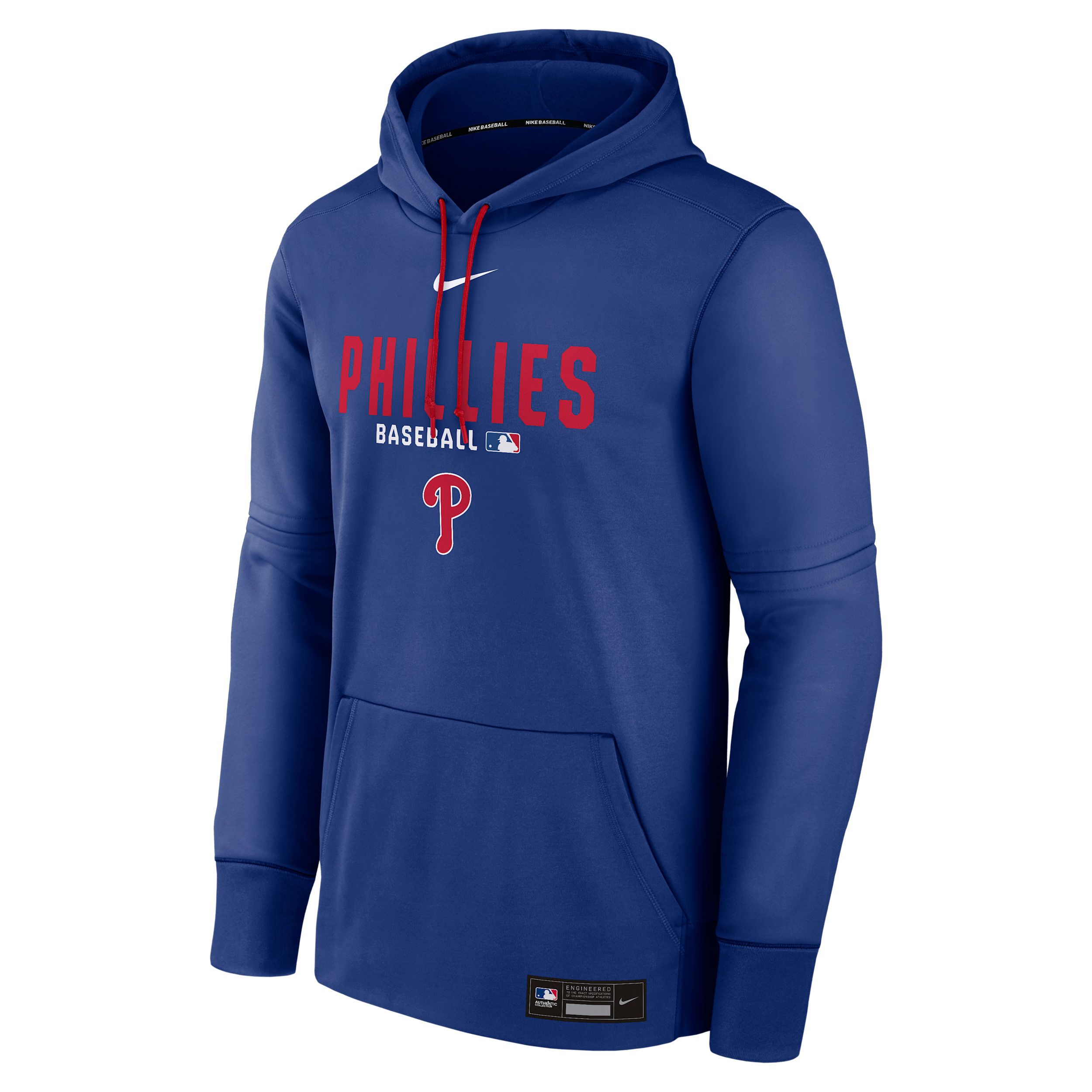 Men's Philadelphia Phillies Authentic Collection Nike Therma MLB Pullover Hoodie in Blue | NAC3199NPP-RMG