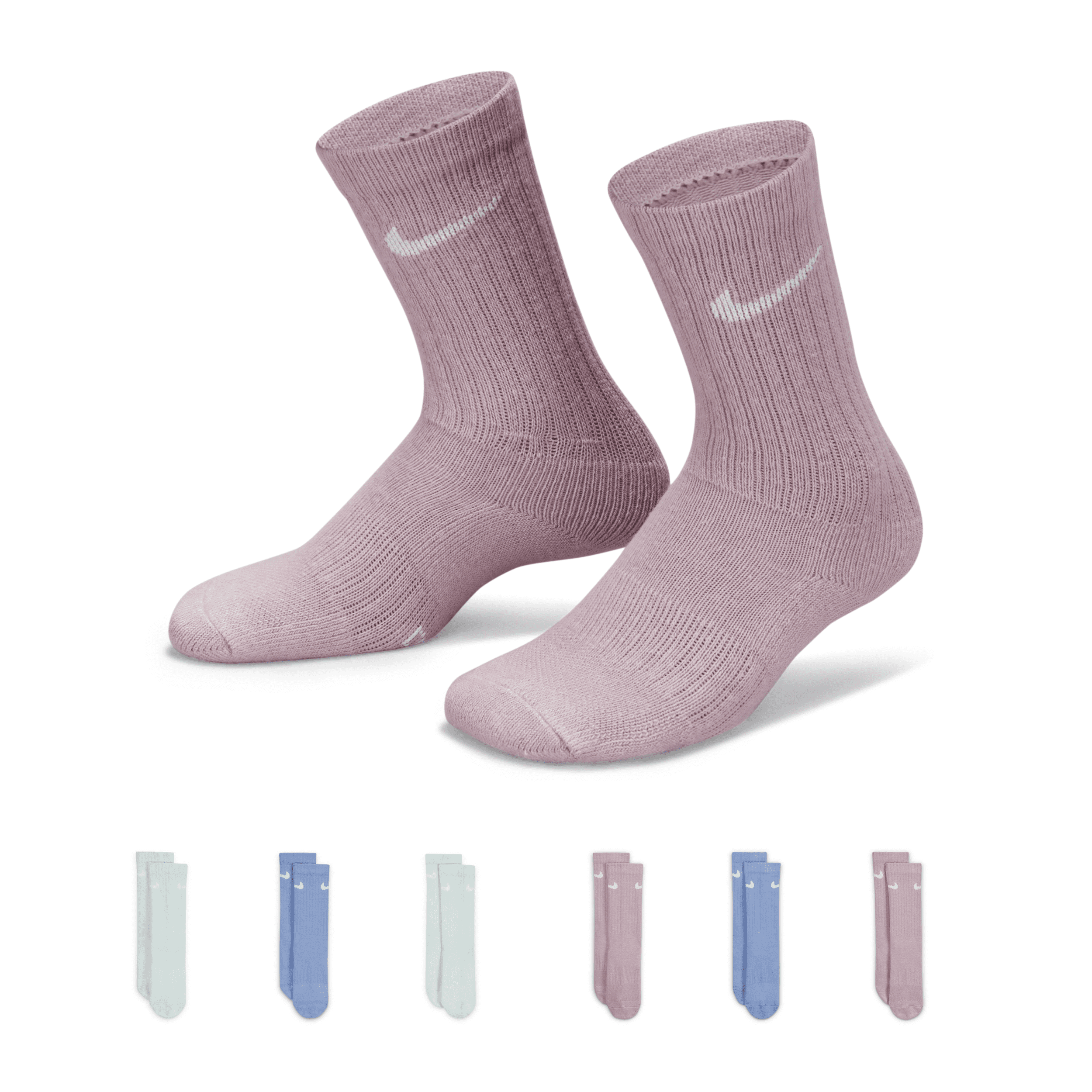 Nike Dri-fit Little Kids' Crew Socks (6 Pairs) In Pink