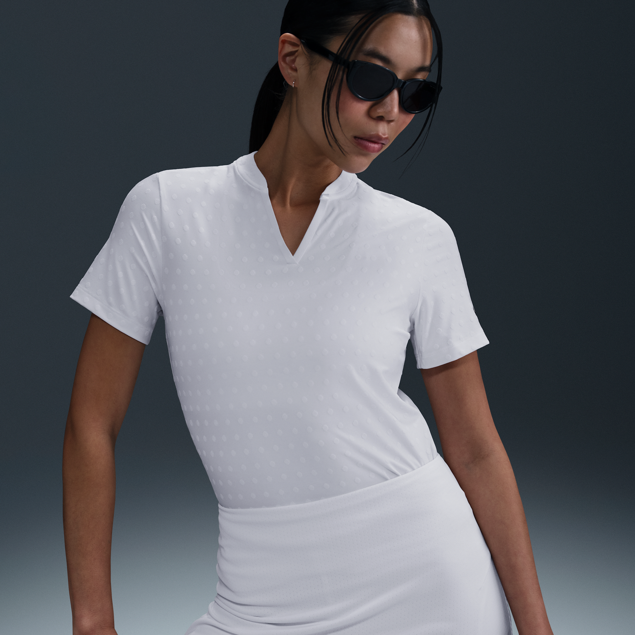 NIKE WOMEN'S TOUR DRI-FIT SHORT-SLEEVE BLADE JACQUARD GOLF POLO 1015649898