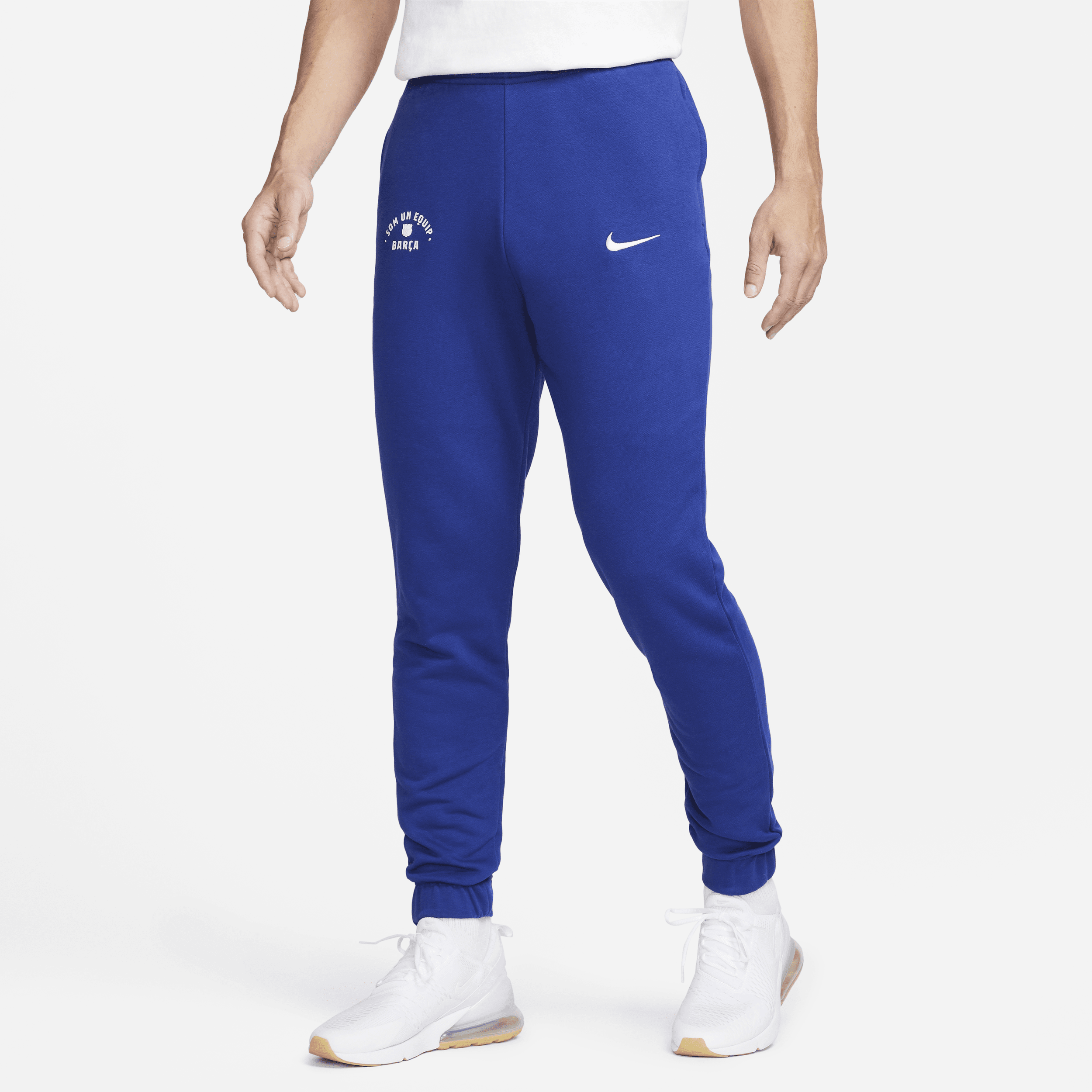 Shop Nike Fc Barcelona  Men's French Terry Pants In Blue