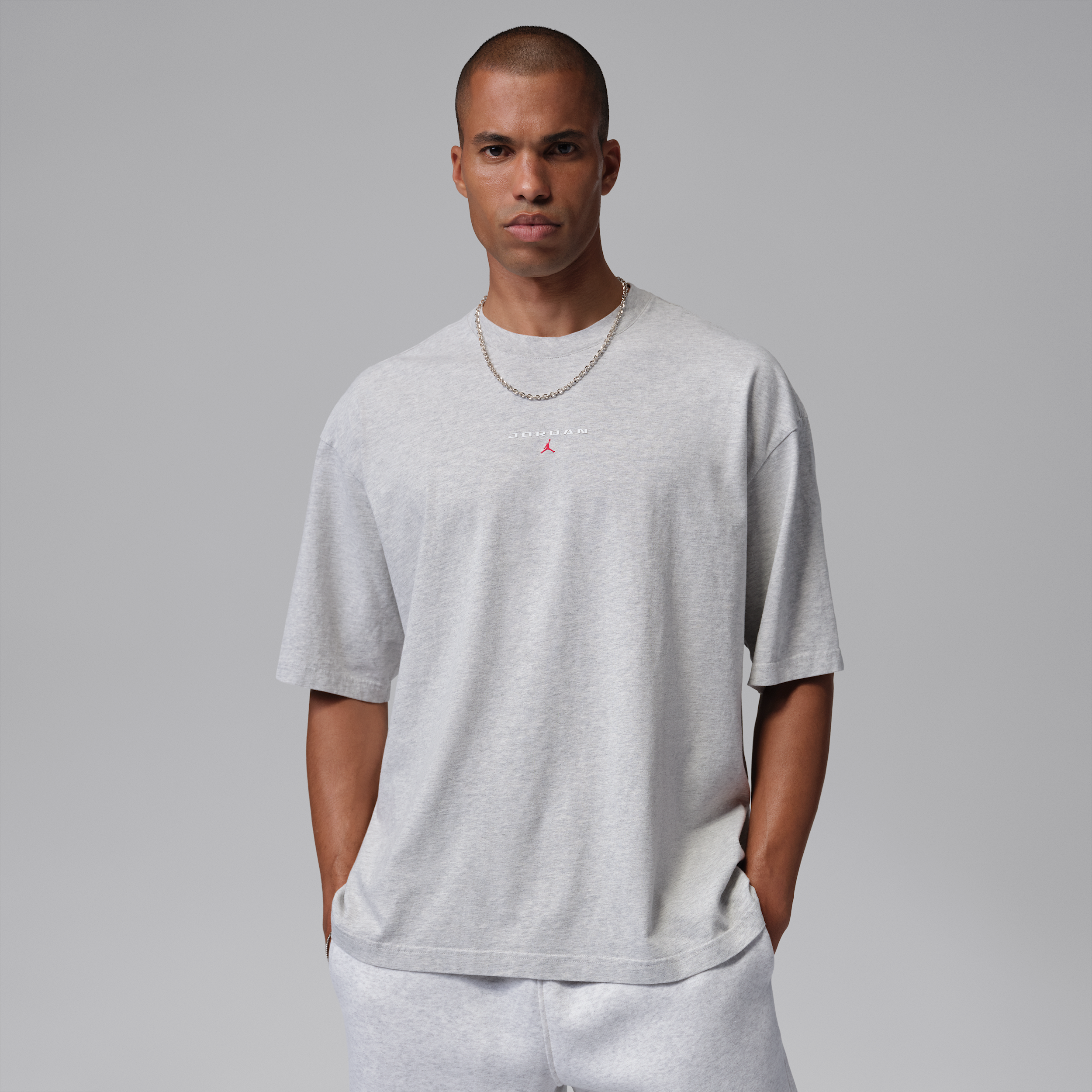 Men's Jordan Flight Essentials Oversized Patch T-Shirt in Grey | IO0034-050