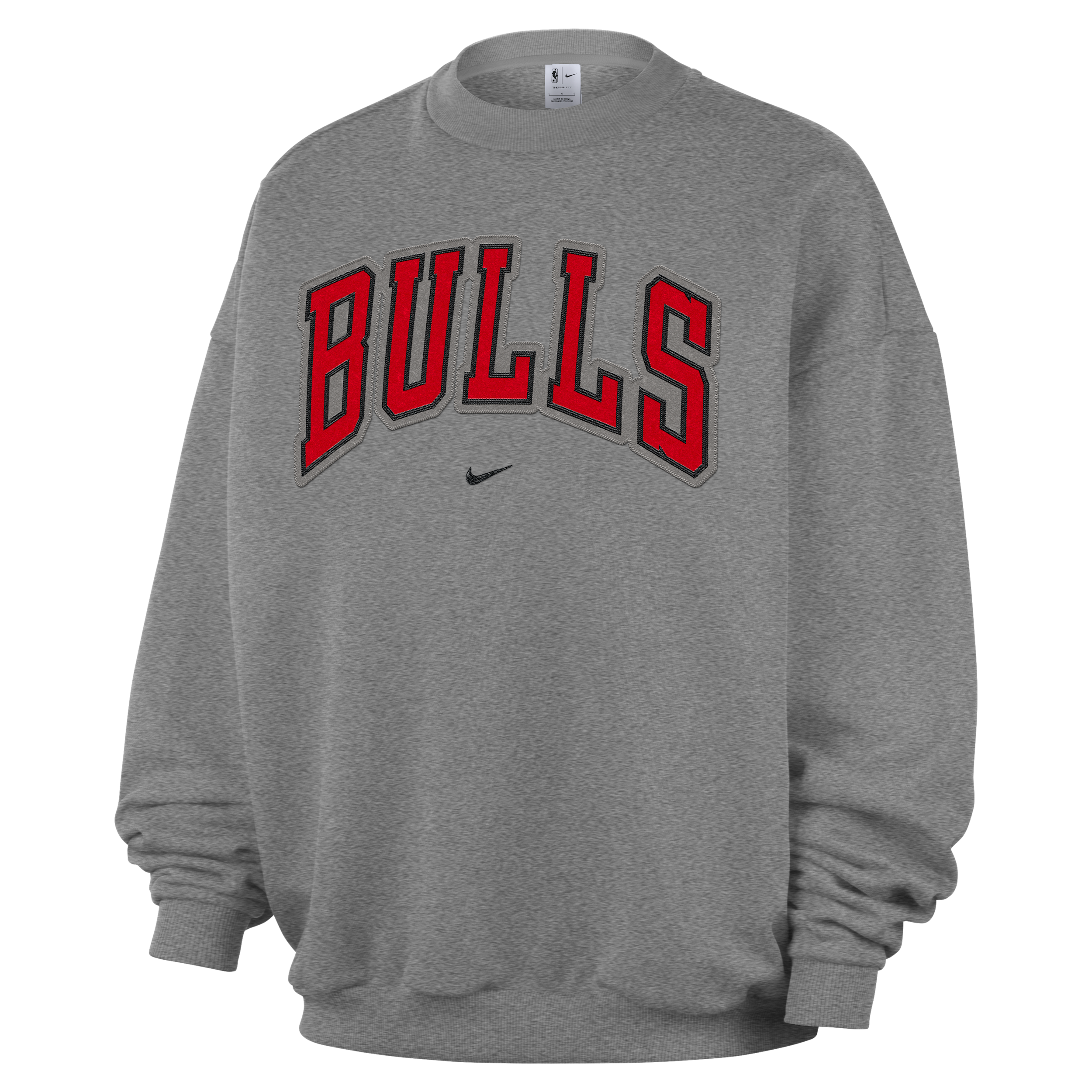 Nike Men's Dark Heather Gray Chicago Bulls Standard Issue Wordmark Fleece Therma-Fit Sweatshirt - Dark Heather Gray
