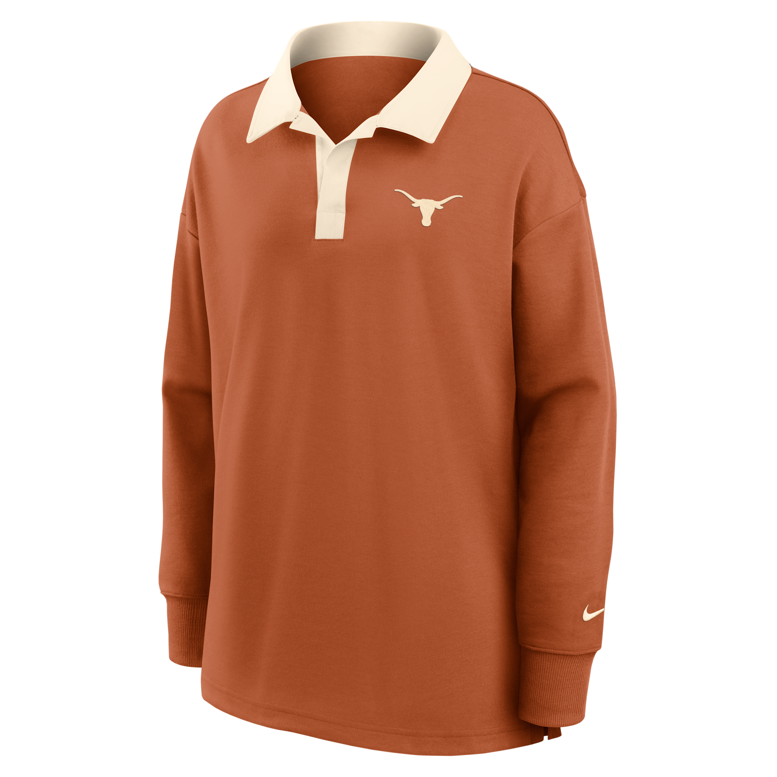 Nike Women's Orange Texas Longhorns Oversized Essential Dri-FITLong sleeves V-Neck Polo Shirt - Orange