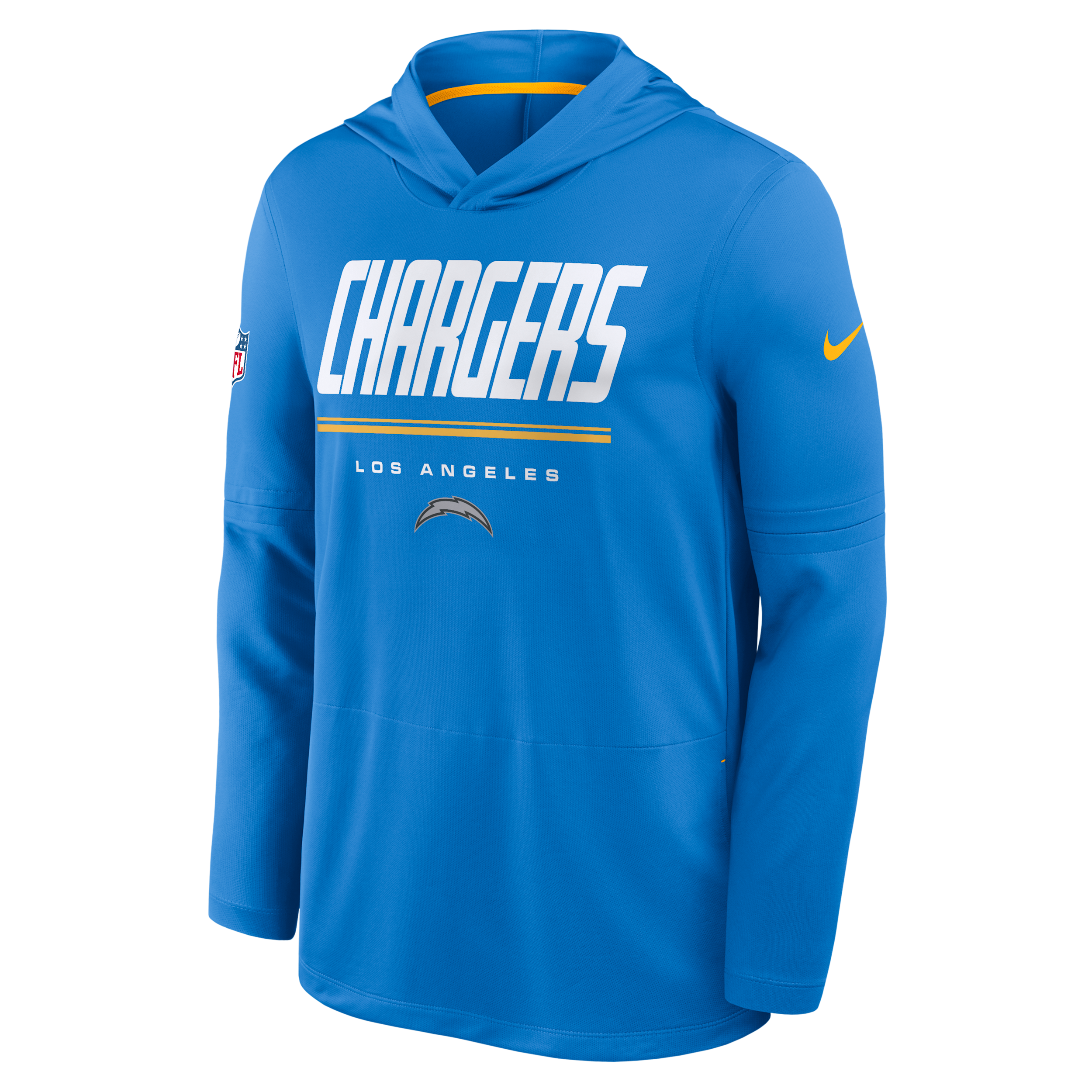 Men's Nike Powder Blue Los Angeles Chargers Sideline Game On Lightweight Long Sleeve Hooded Dri-FIT Top