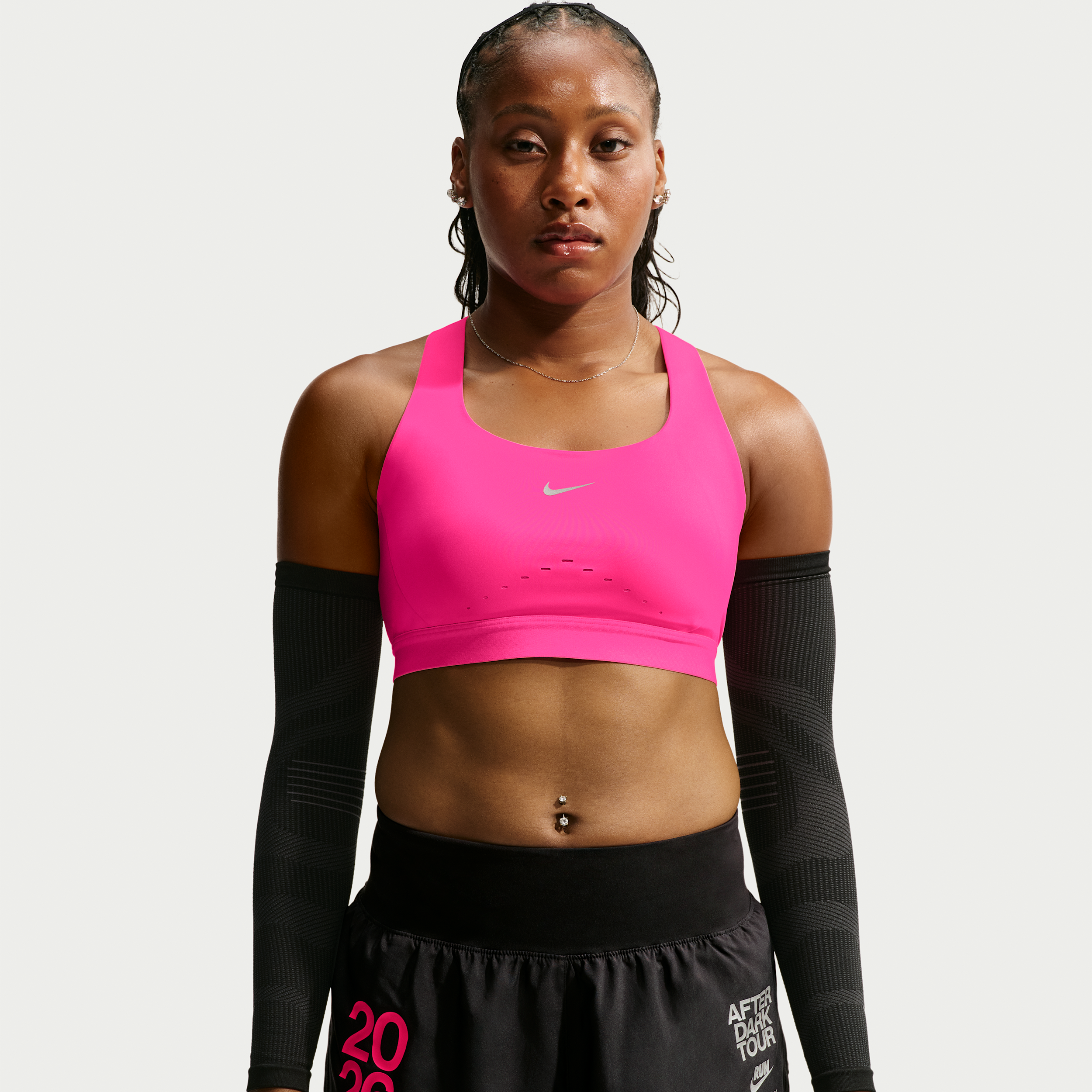 Nike Women's Swift High-Support Lightly Lined Sports Bra, XXL, Hyper Pink/Reflective Silv